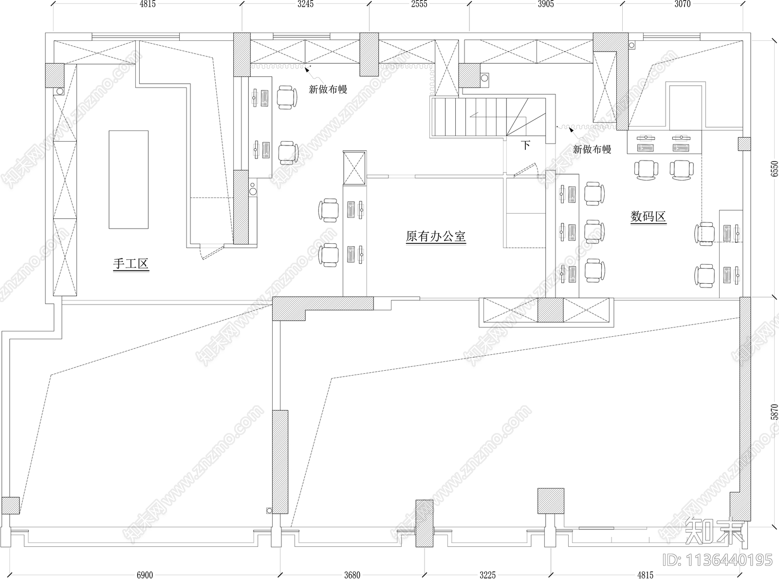 二层复式婚纱店影楼相馆平面图施工图下载【ID:1136440195】