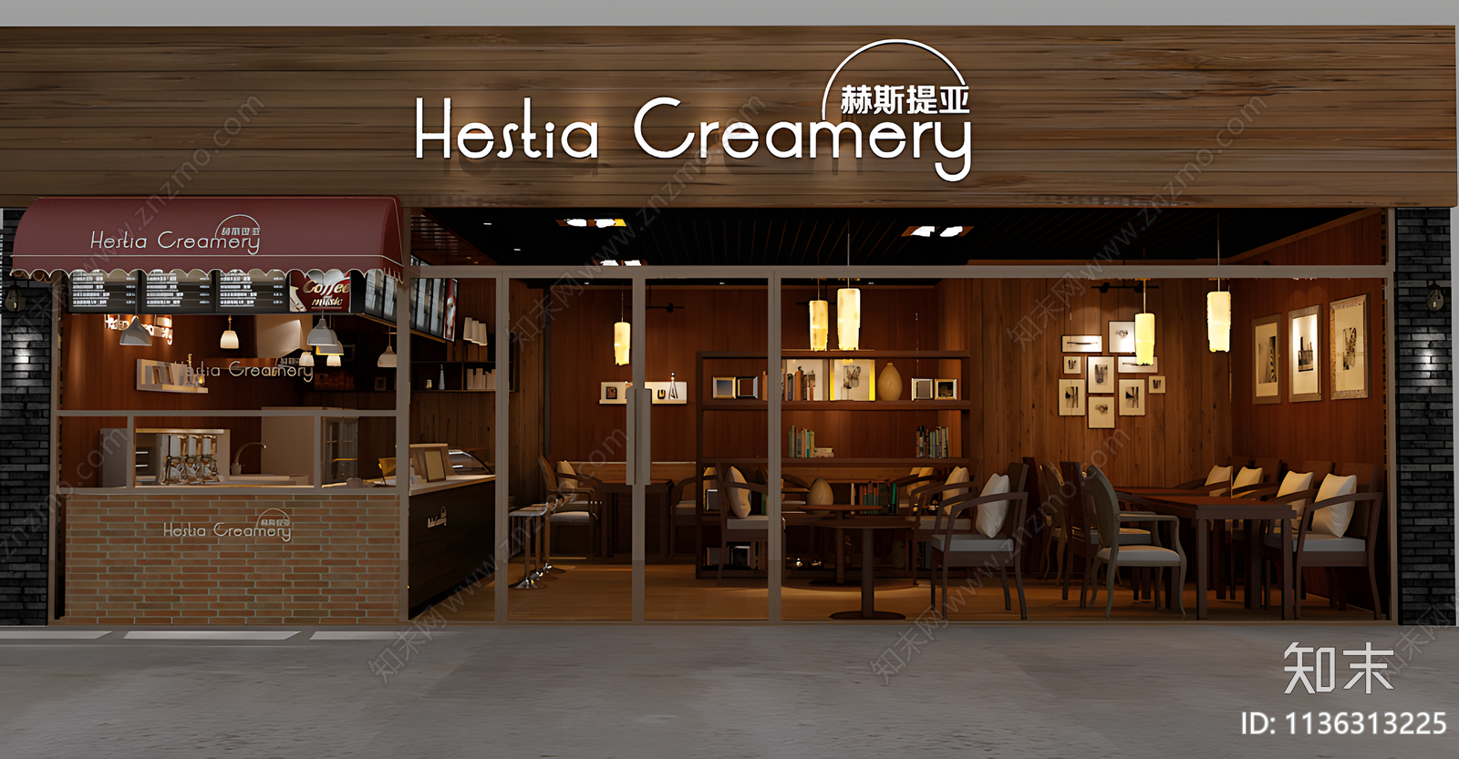 全套奶茶店效果图施工图下载【ID:1136313225】