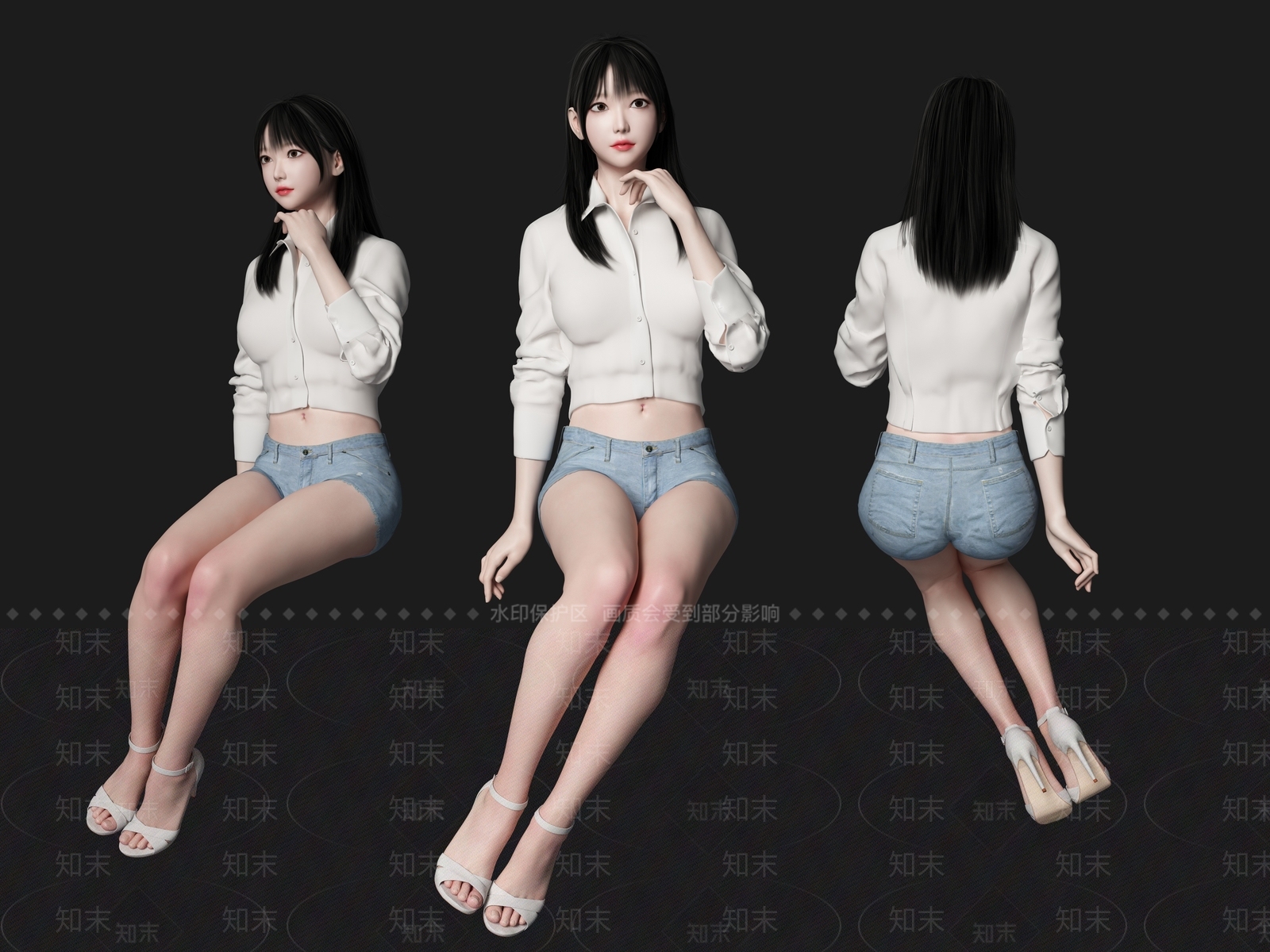 坐姿女人SU模型下载【ID:1136314113】