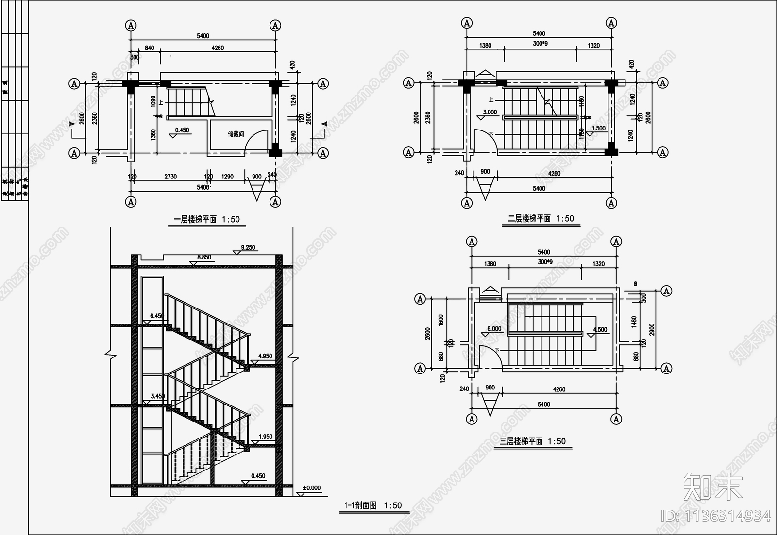 欧式简约别墅建筑cad施工图下载【ID:1136314934】