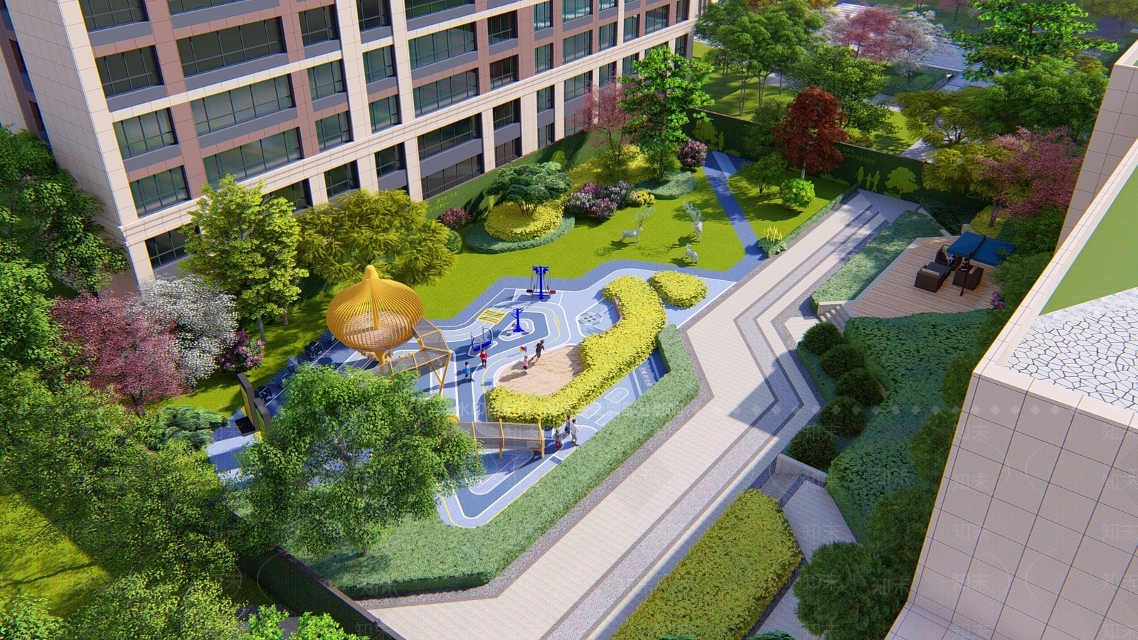 现代小区景观SU模型下载【ID:1136317461】