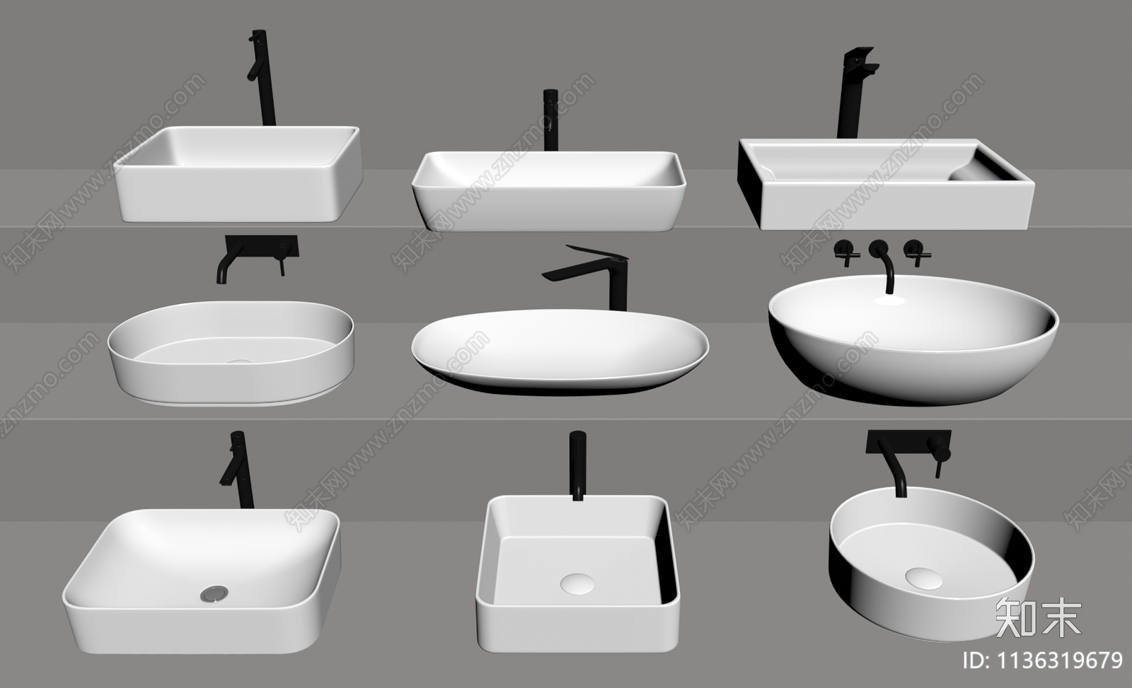 洗手盆洗面盆SU模型下载【ID:1136319679】