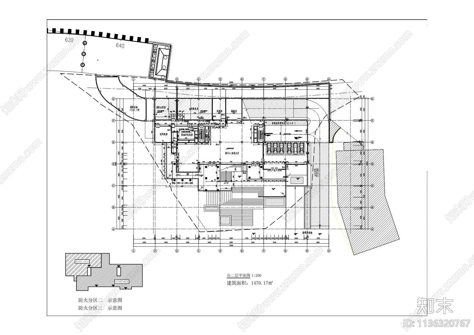 95古镇游客中心建筑cad施工图下载【ID:1136320767】