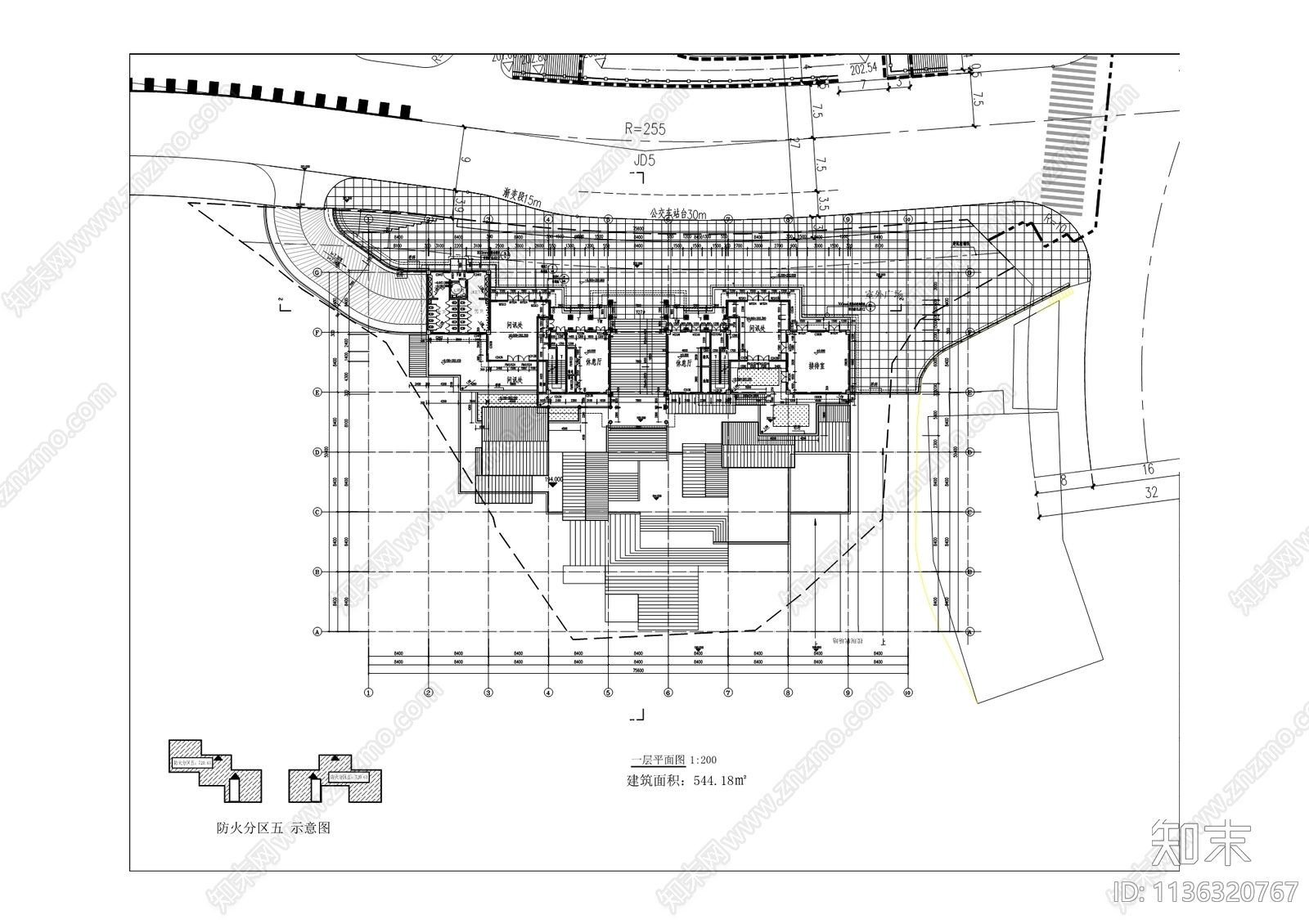 95古镇游客中心建筑cad施工图下载【ID:1136320767】