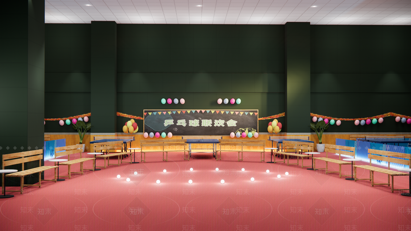 现代乒乓球场SU模型下载【ID:1136323080】