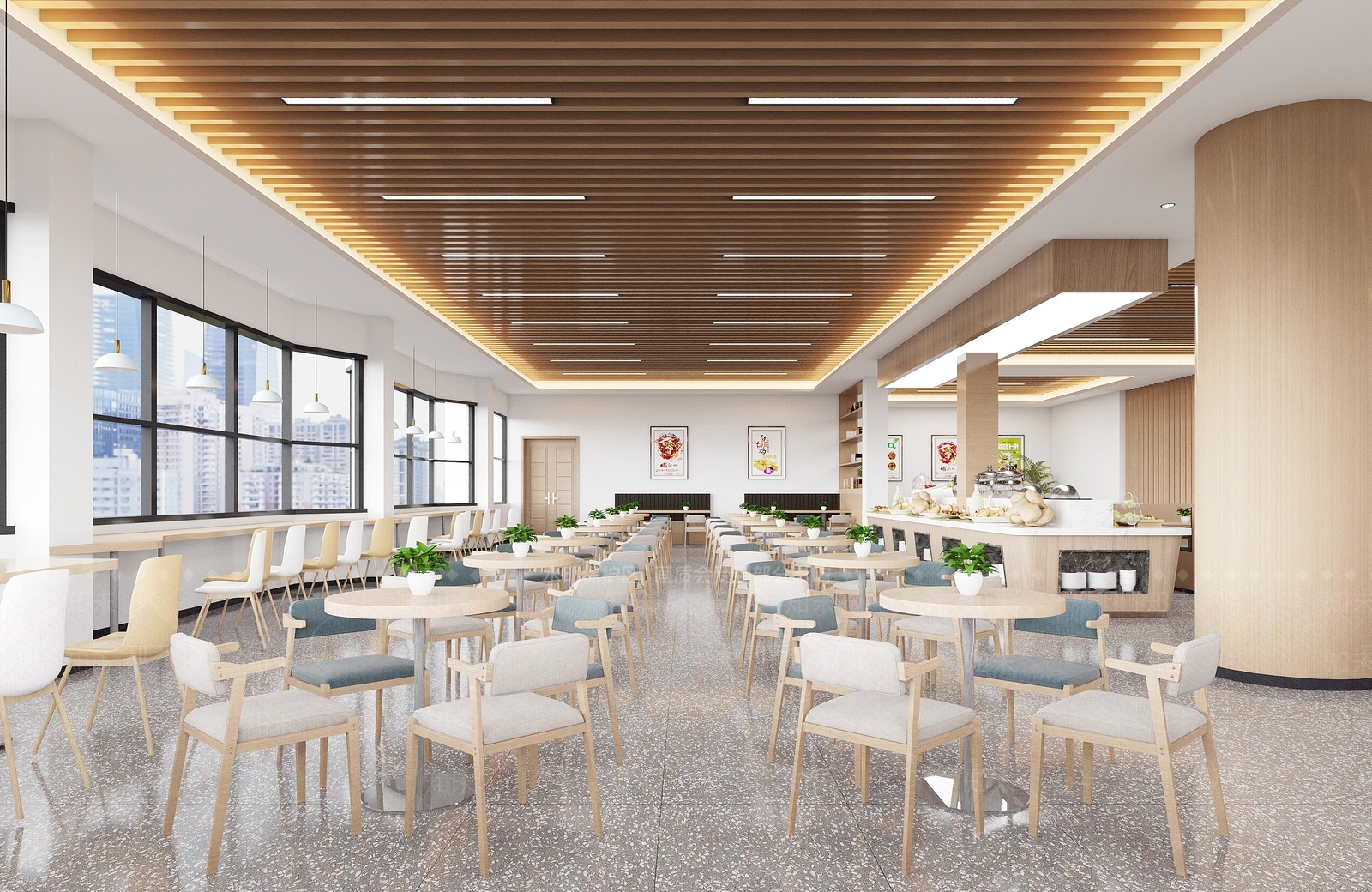 现代公共餐厅3D模型下载【ID:1136323244】