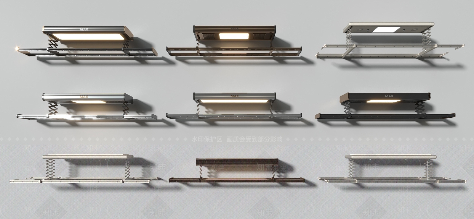 现代电动晾衣架组合3D模型下载【ID:1136323681】