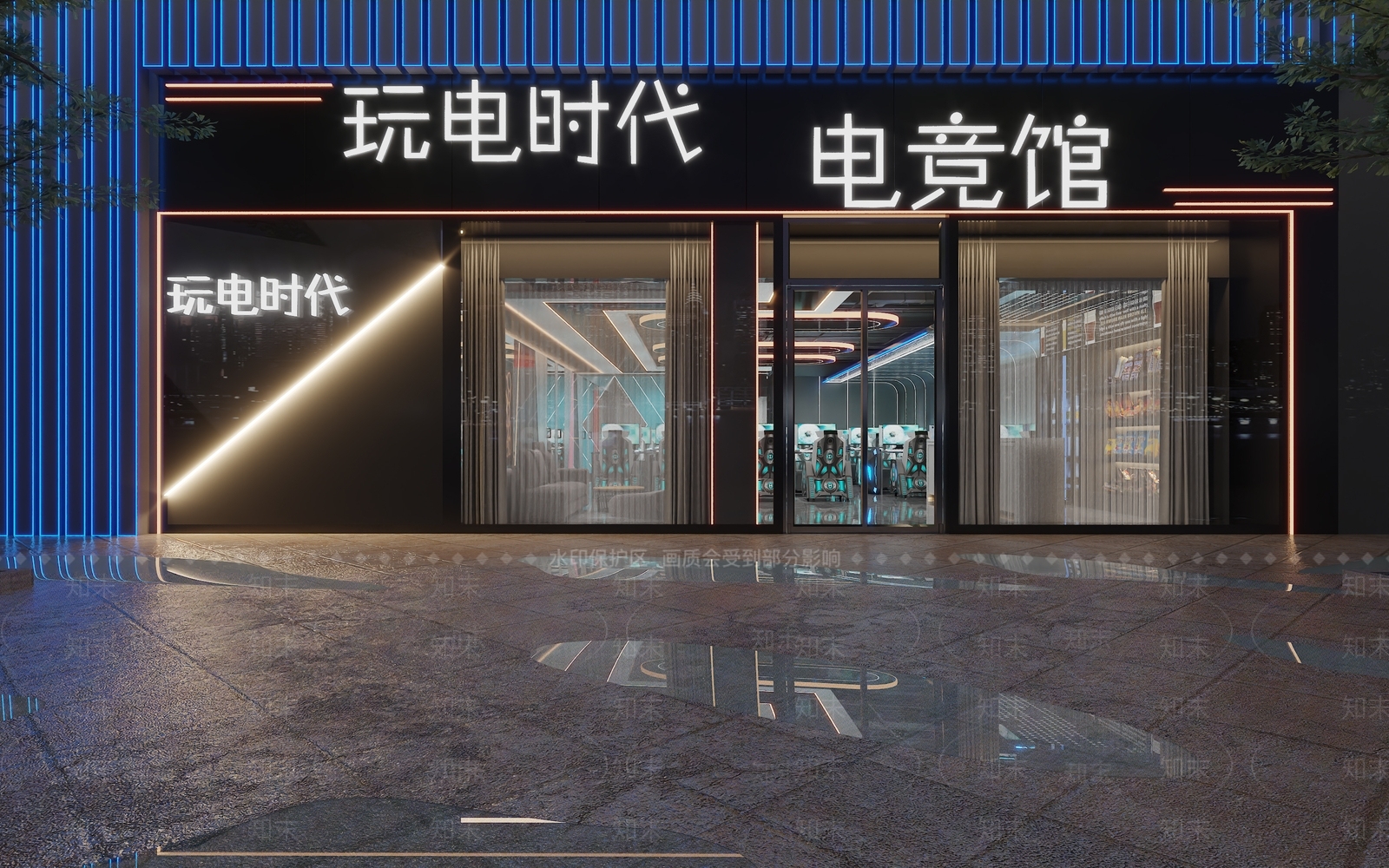 现代网吧网咖3D模型下载【ID:1136331012】