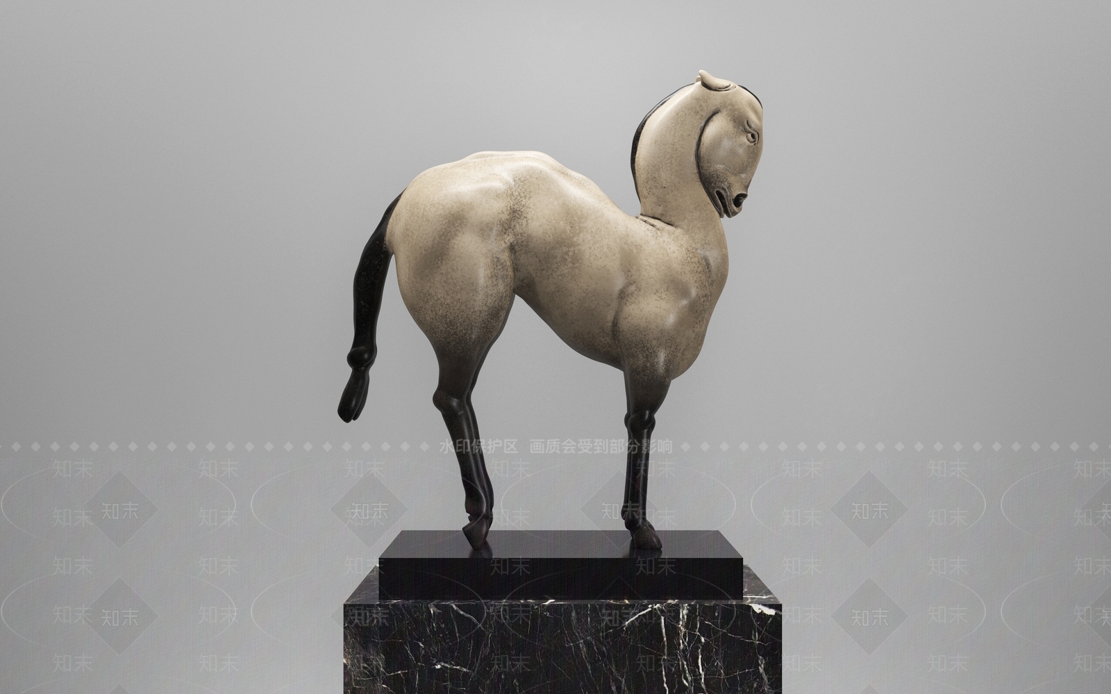 中式时尚马雕塑陈设3D模型下载【ID:1136332581】