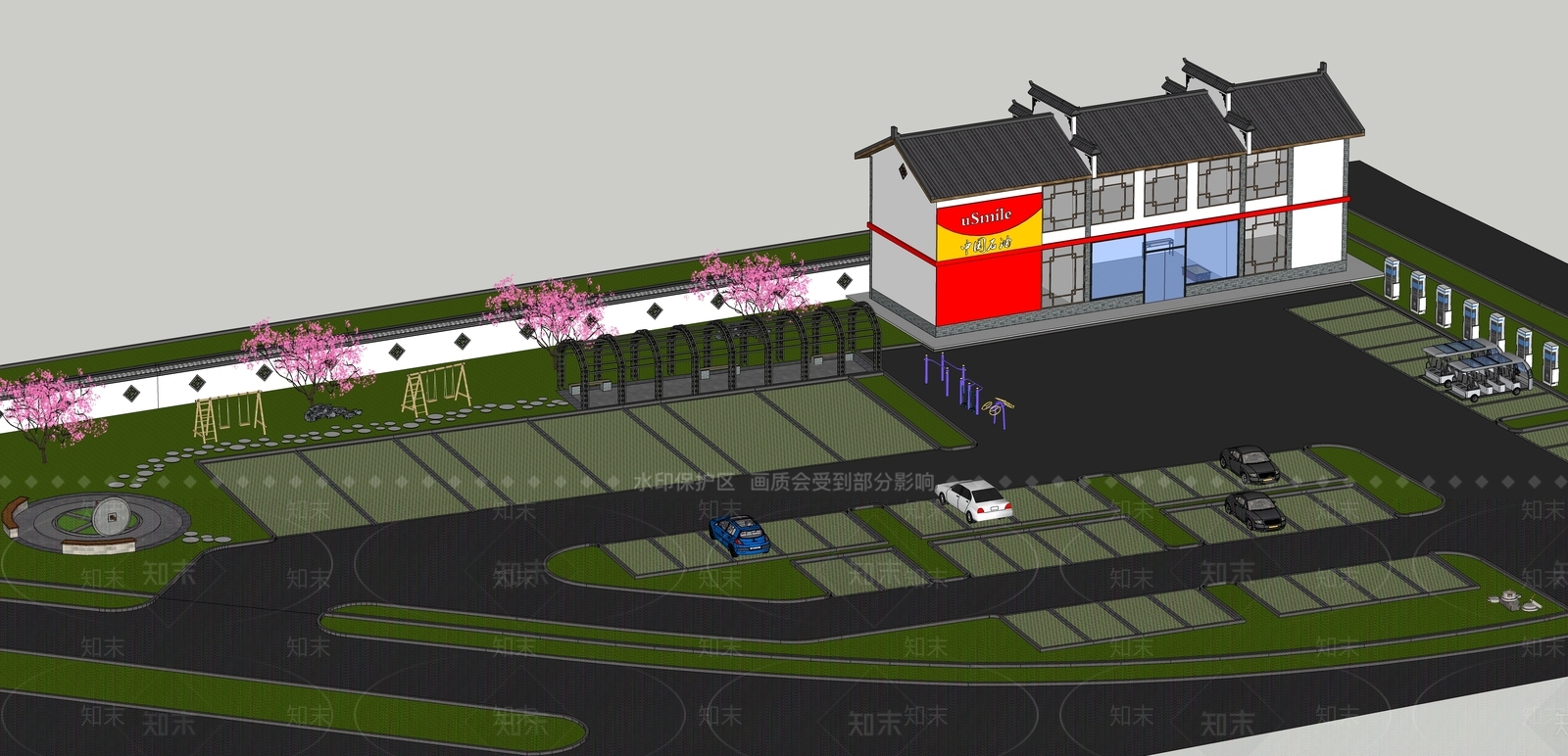 现代停车场SU模型下载【ID:1136333018】