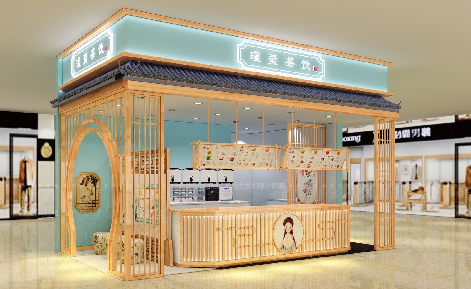 现代商超奶茶店铺设计3D模型下载【ID:1136333110】