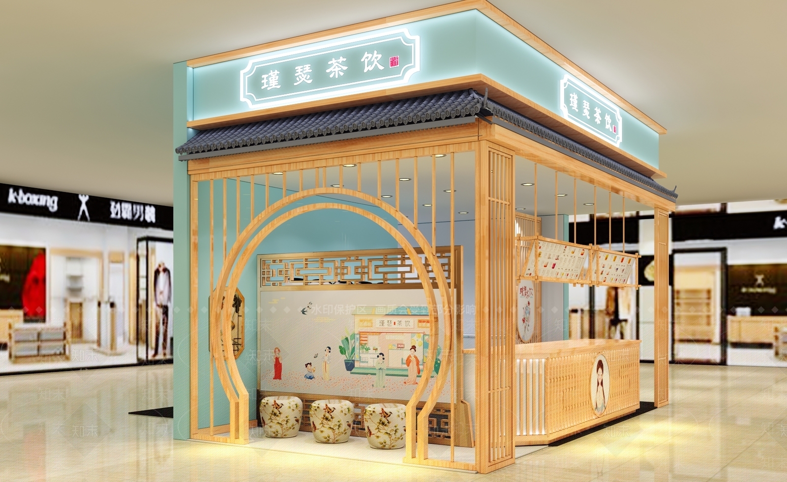 现代商超奶茶店铺设计3D模型下载【ID:1136333110】