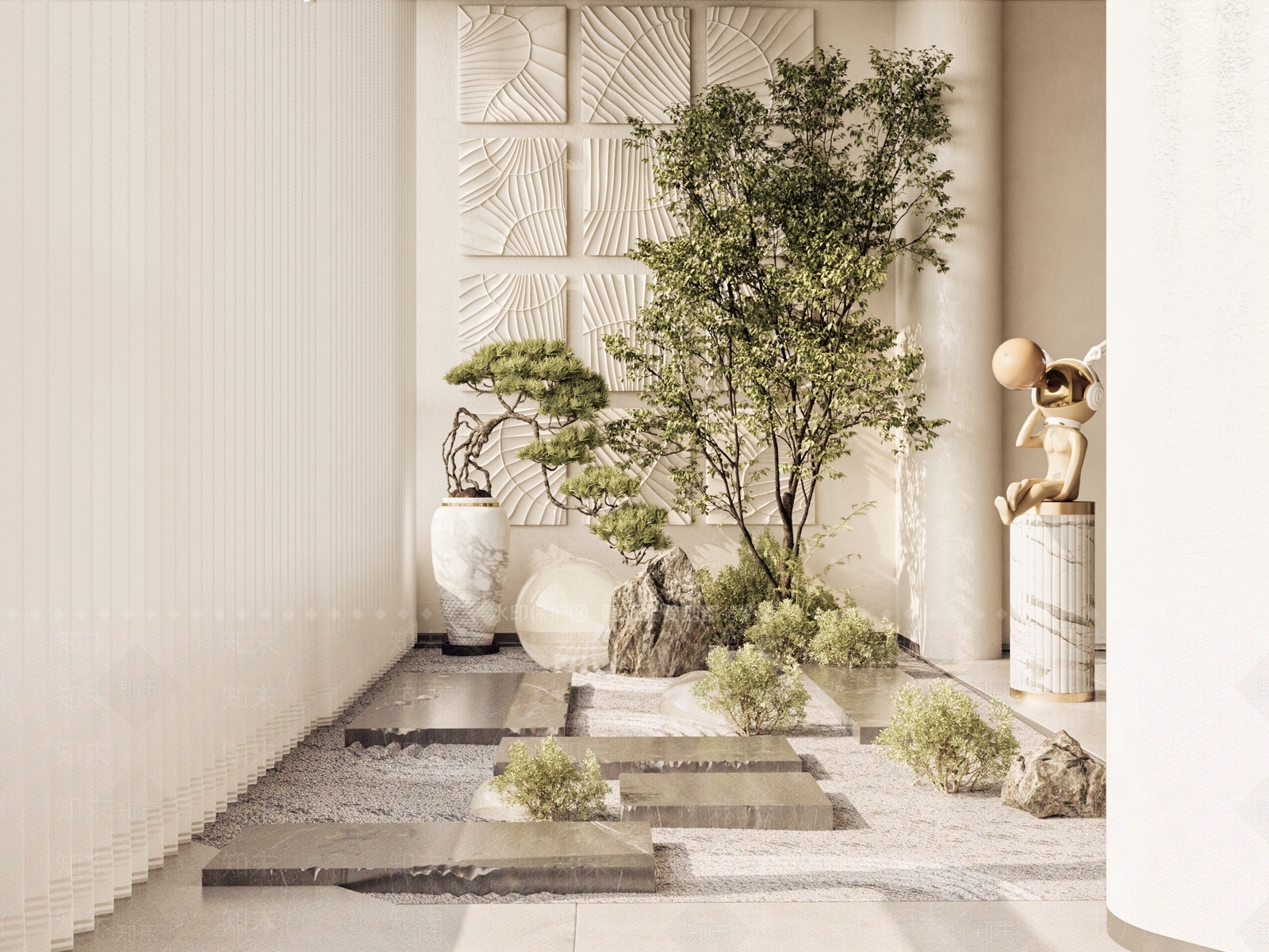 现代室内景观造景3D模型下载【ID:1136333566】