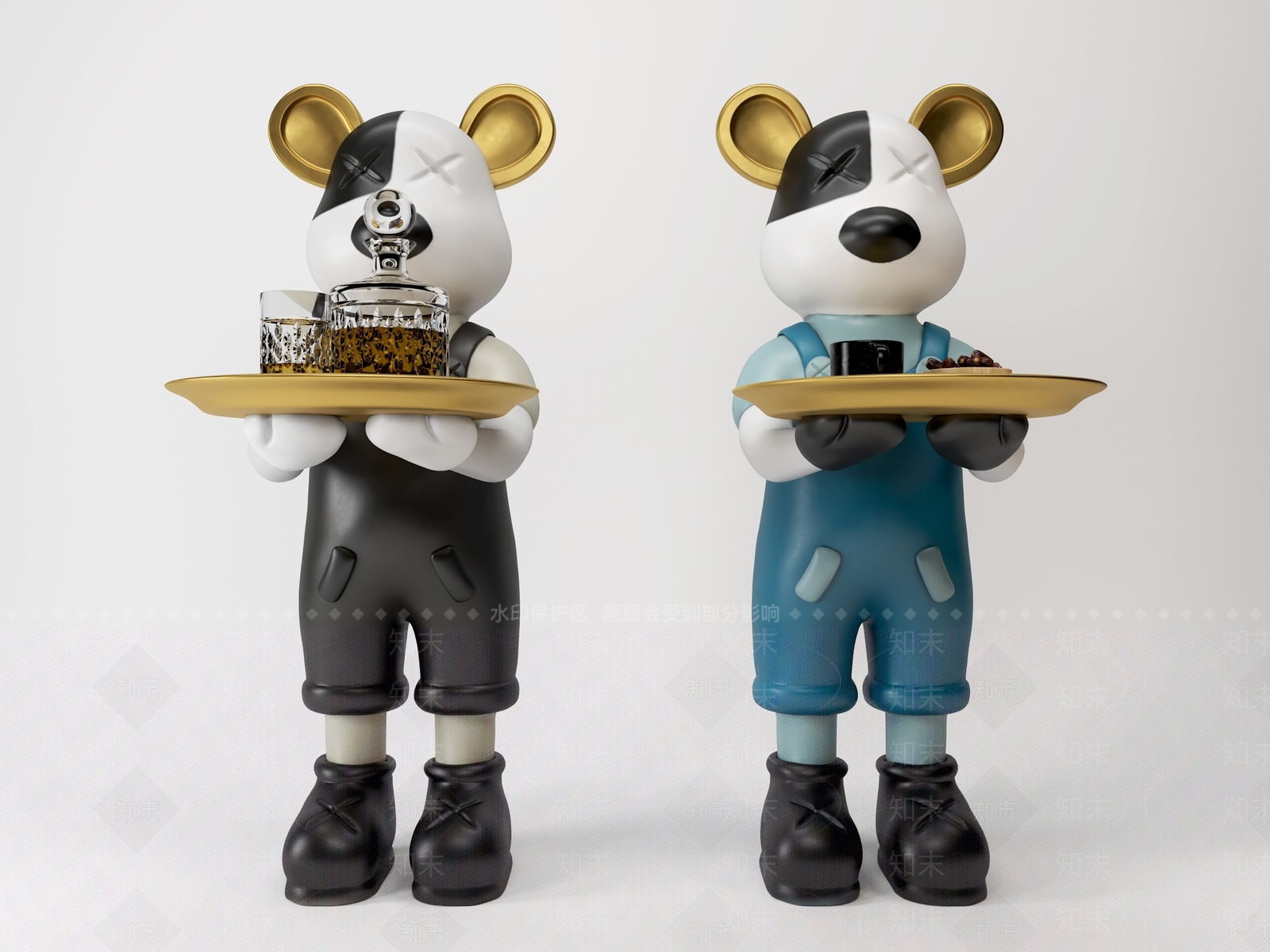 现代卡通玩偶雕塑摆件3D模型下载【ID:1136337844】