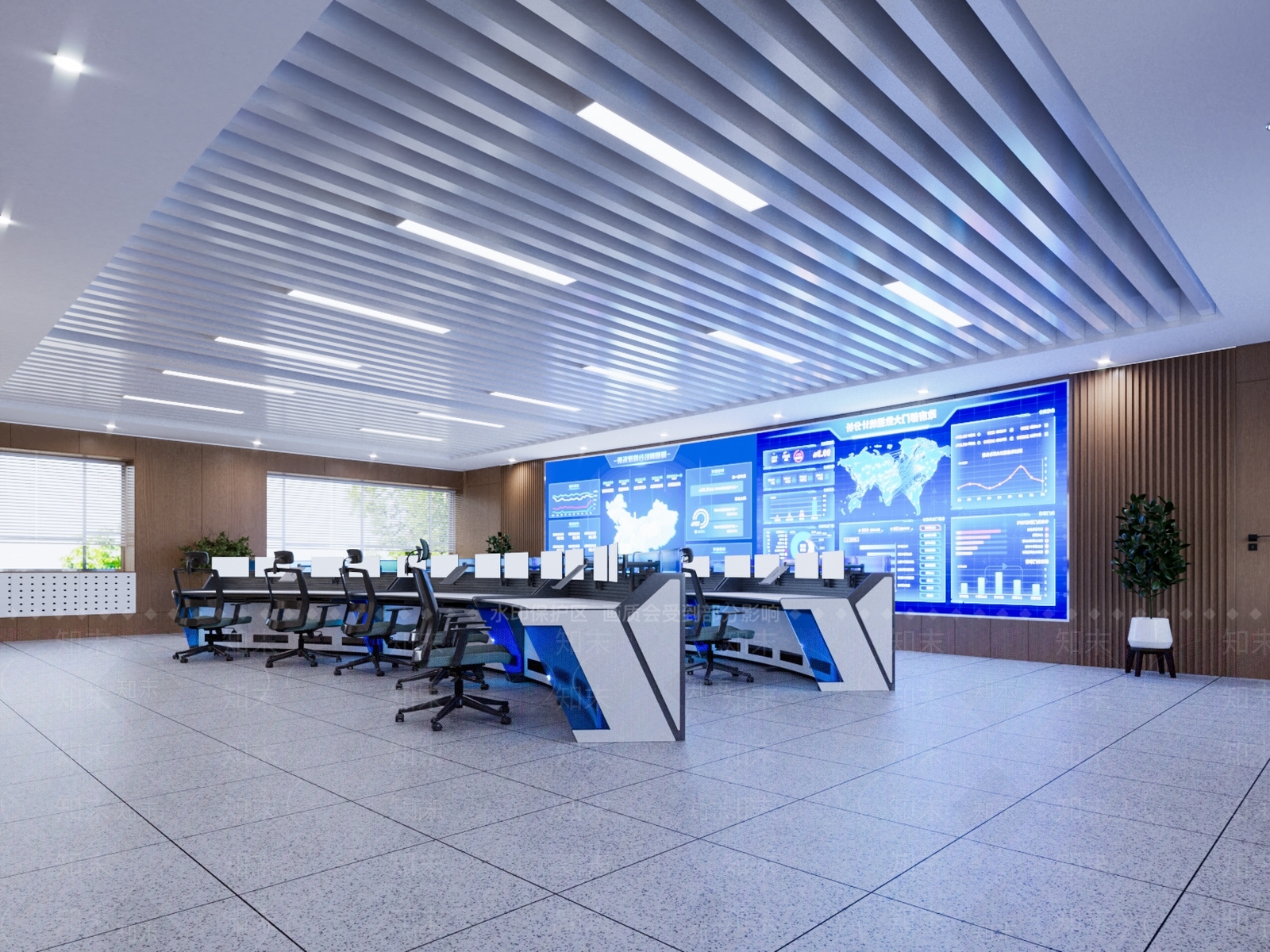 现代监控大厅3D模型下载【ID:1136341165】