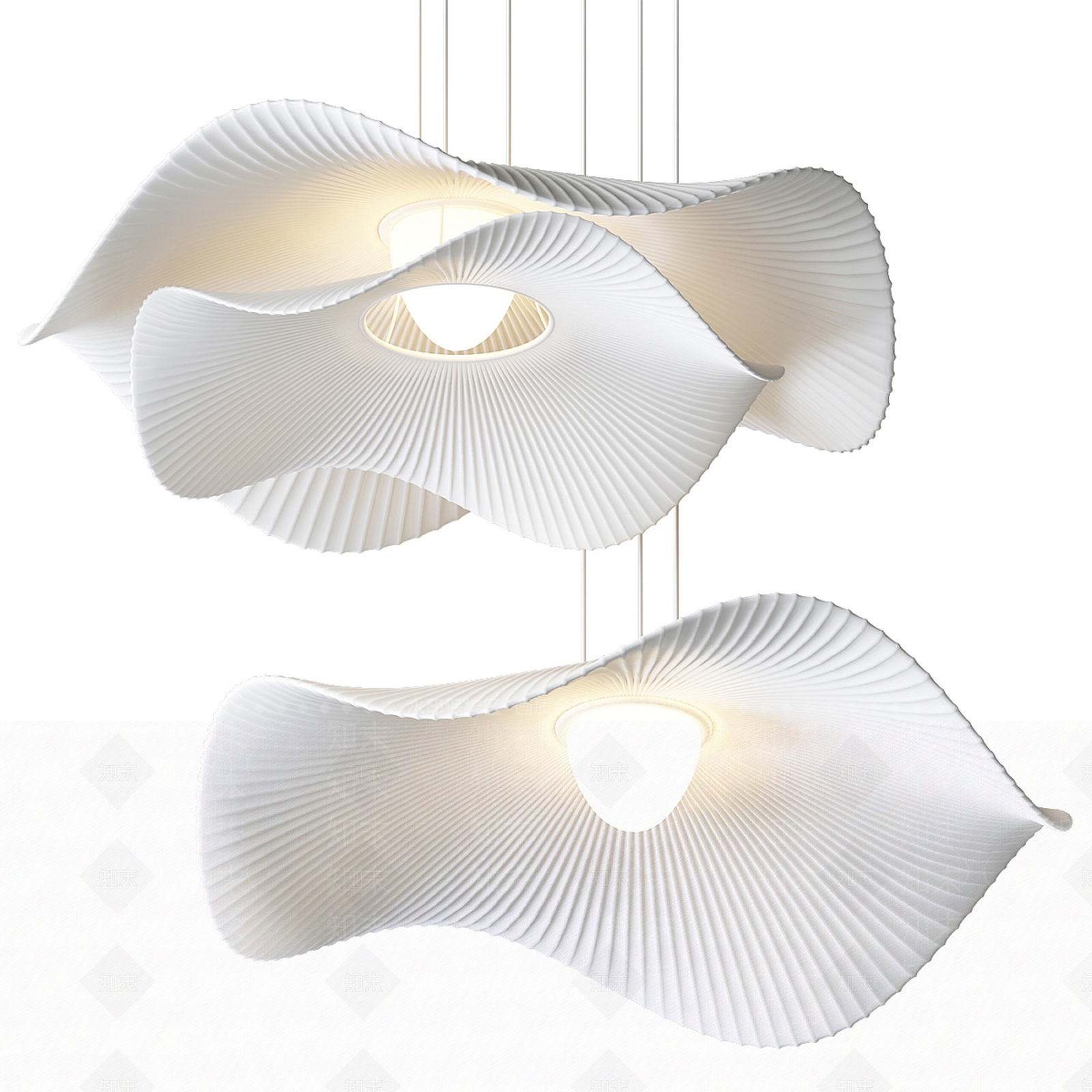 现代荷叶吊灯3D模型下载【ID:1136342618】