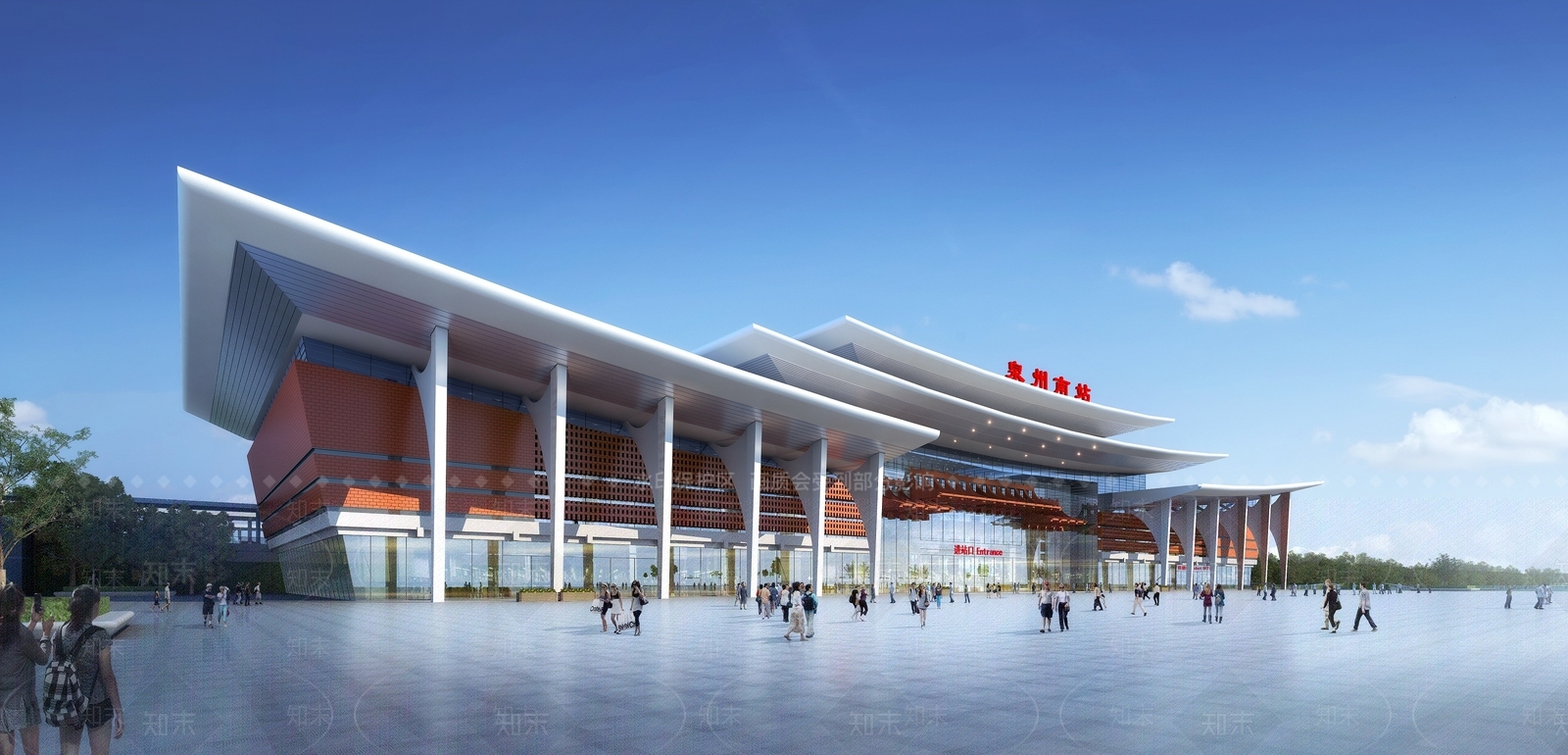 现代高铁站外观3D模型下载【ID:1136345607】