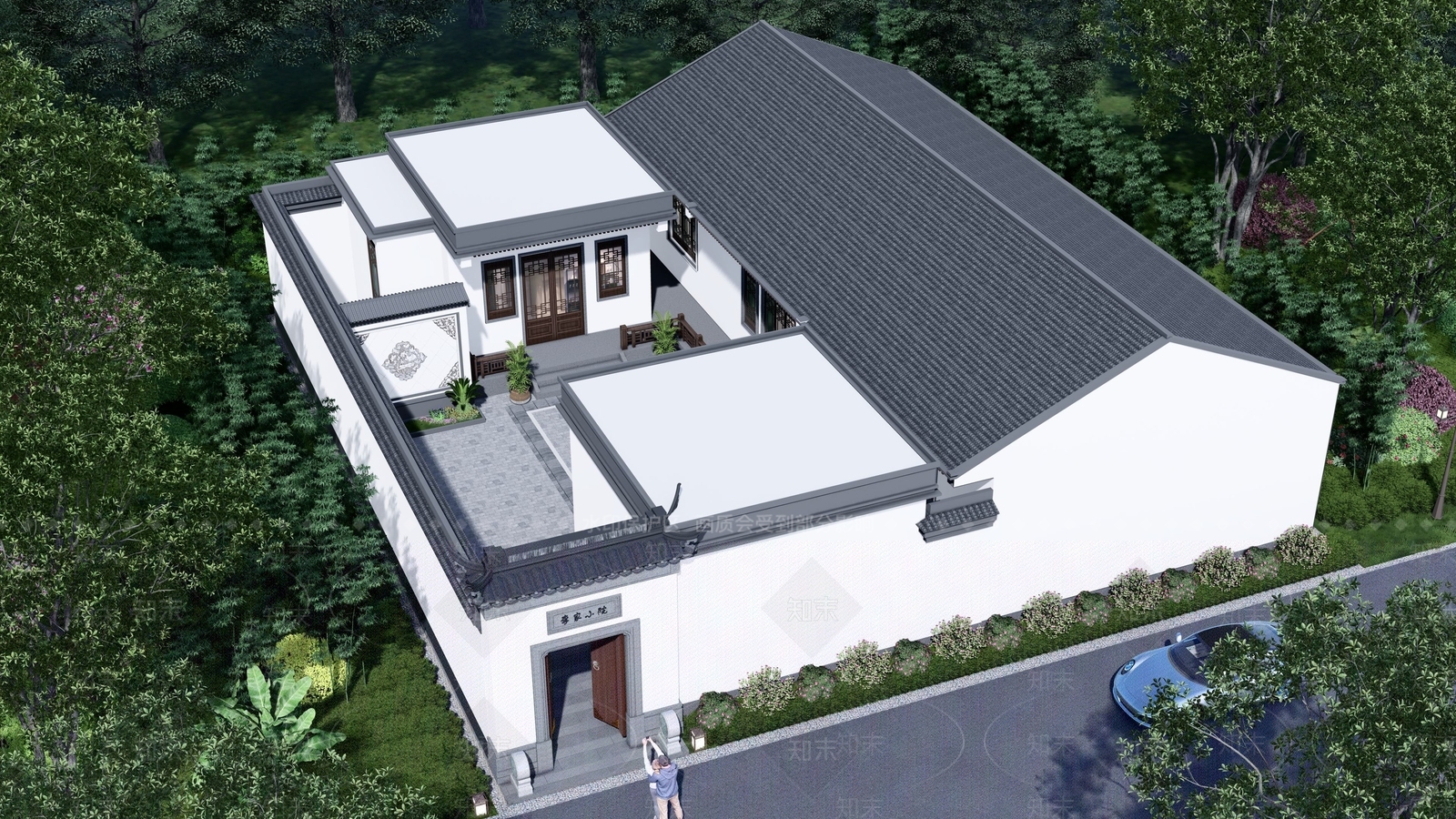 中式四合院SU模型下载【ID:1136345772】