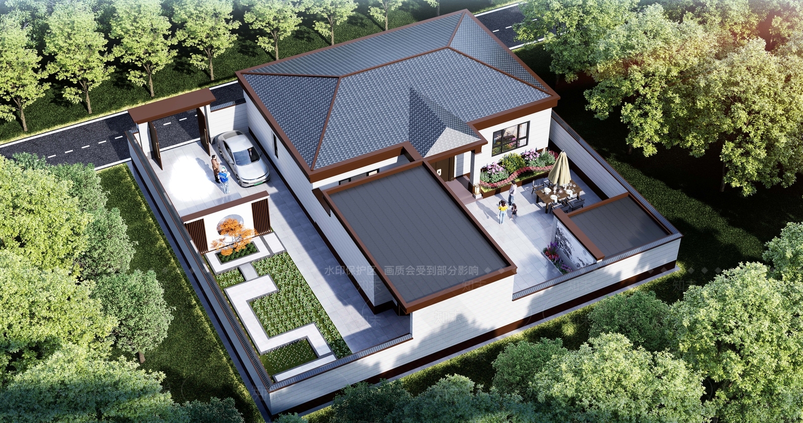 新中式四合院SU模型下载【ID:1136346991】