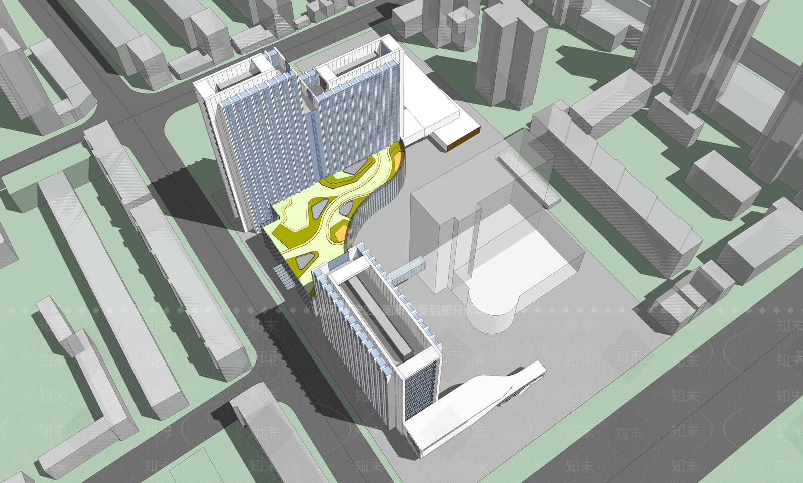 现代医疗建筑SU模型下载【ID:1136348591】