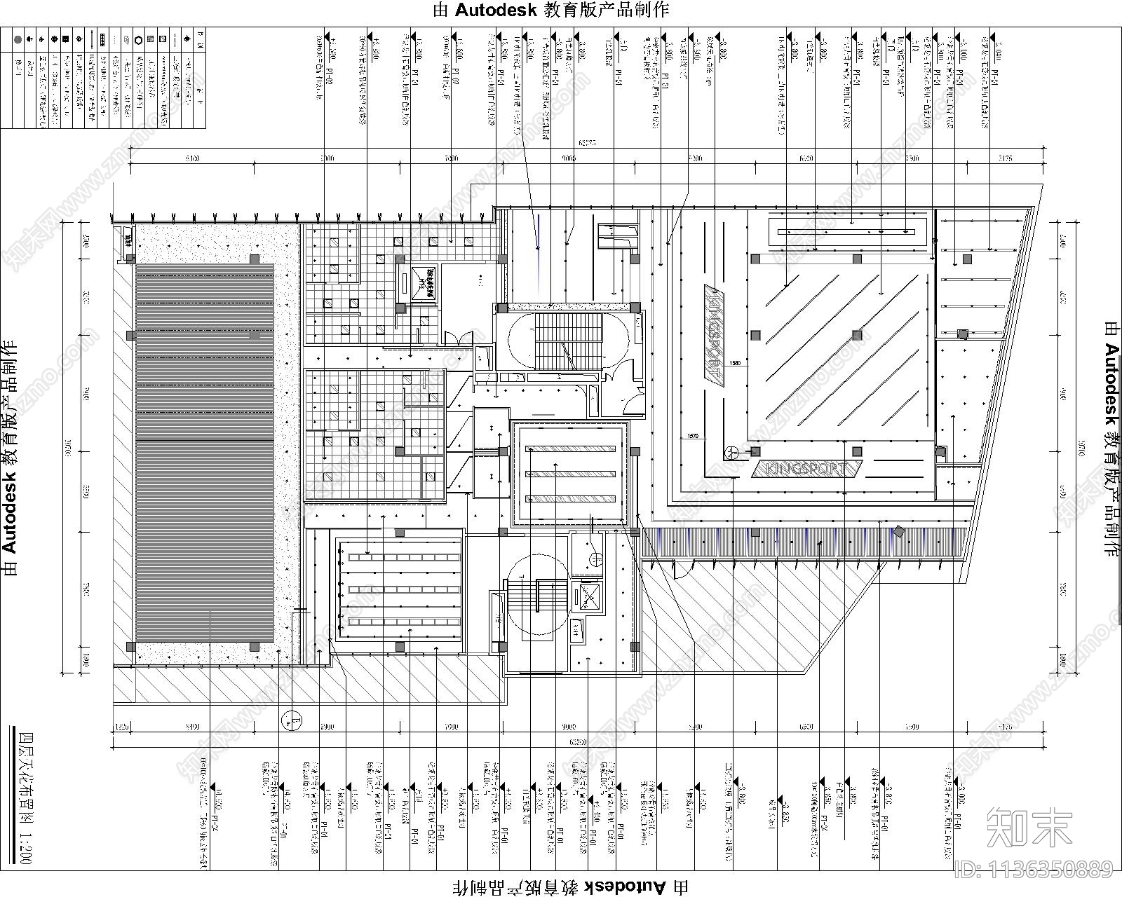 金仕堡健身会所cad施工图下载【ID:1136350889】