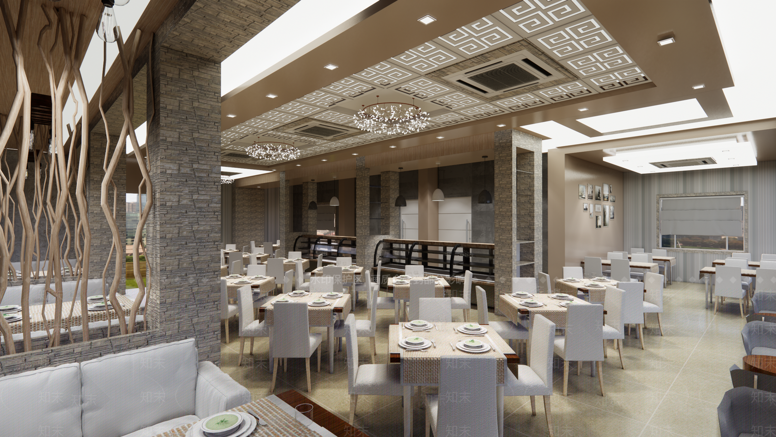 现代酒店餐厅SU模型下载【ID:1136351083】