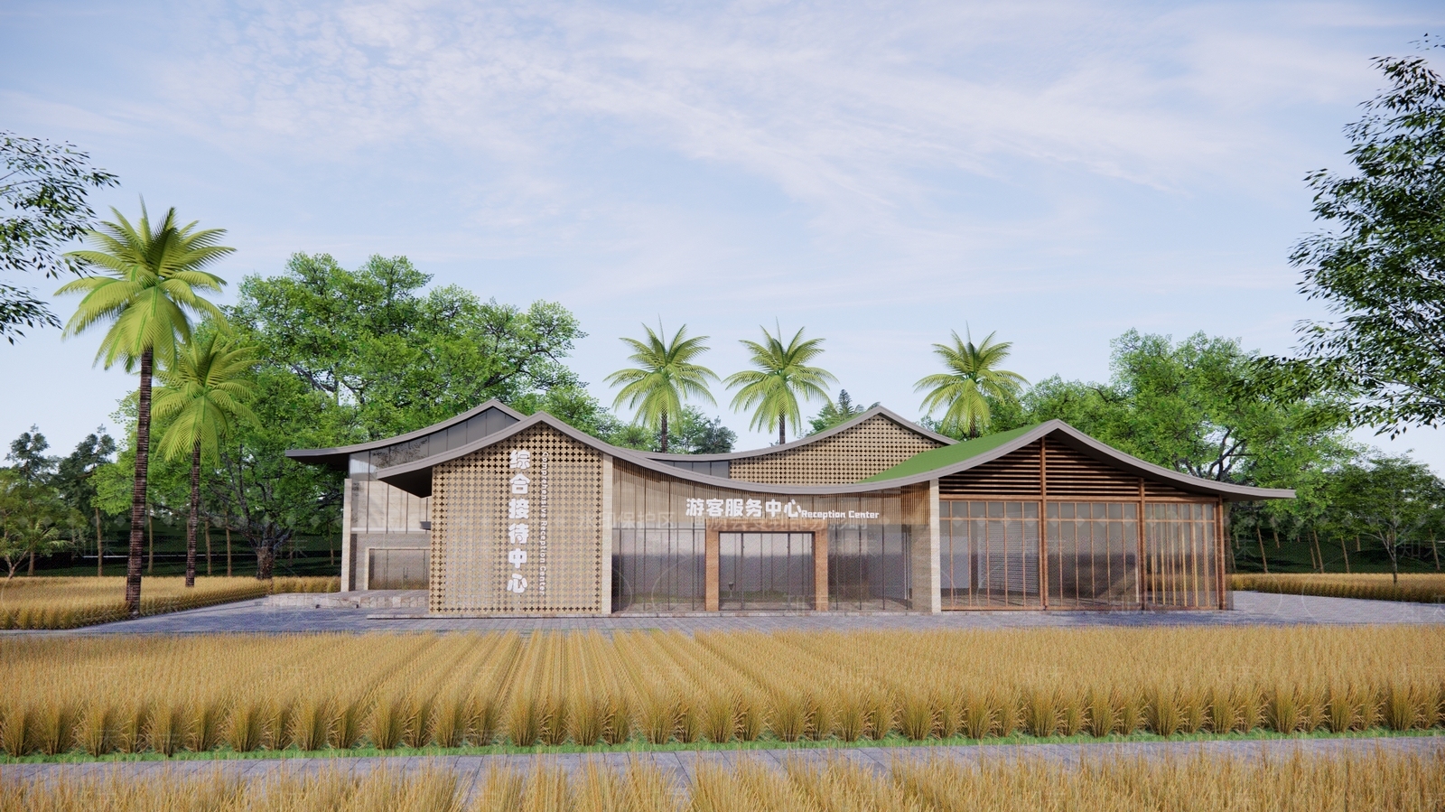 现代游客中心SU模型下载【ID:1136354499】
