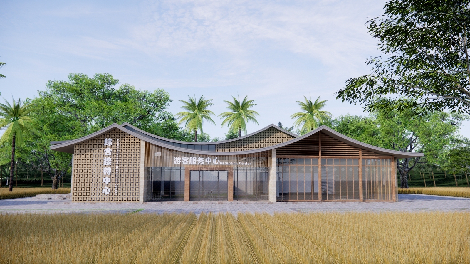 现代游客中心SU模型下载【ID:1136354499】
