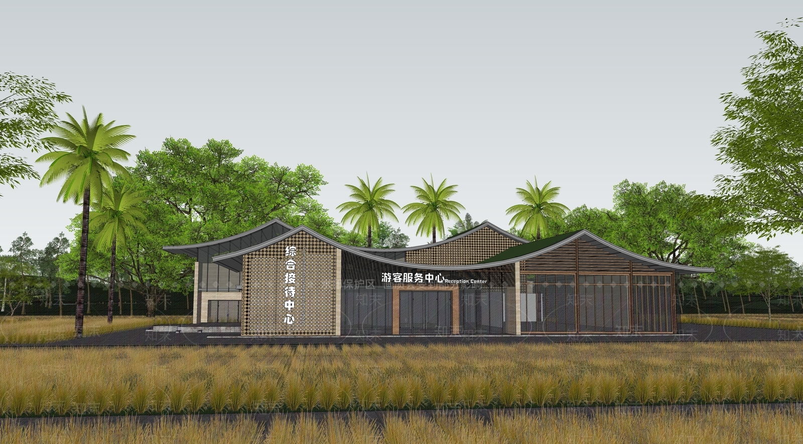 现代游客中心SU模型下载【ID:1136354499】