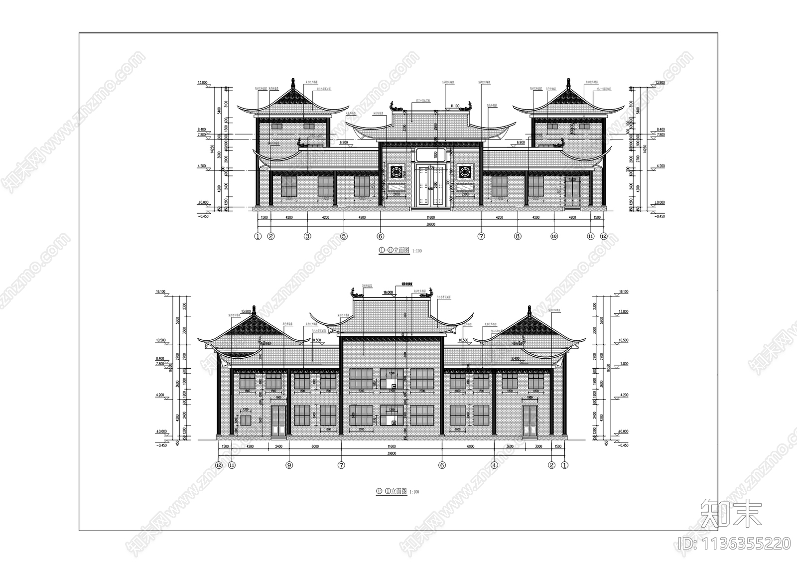 官村特色民俗文化展示中心古建筑cad施工图下载【ID:1136355220】