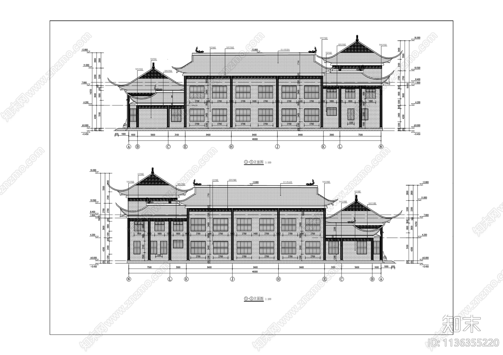 官村特色民俗文化展示中心古建筑cad施工图下载【ID:1136355220】