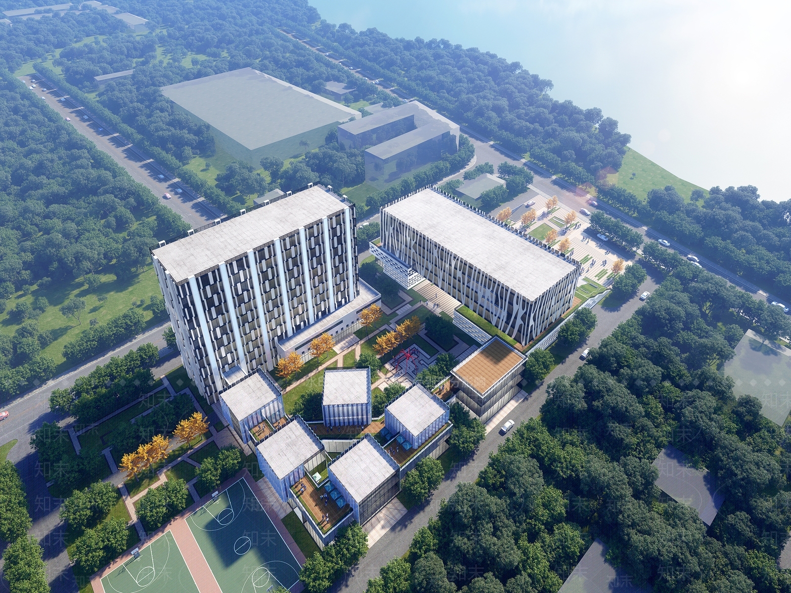现代产业园鸟瞰规划3D模型下载【ID:1136355741】