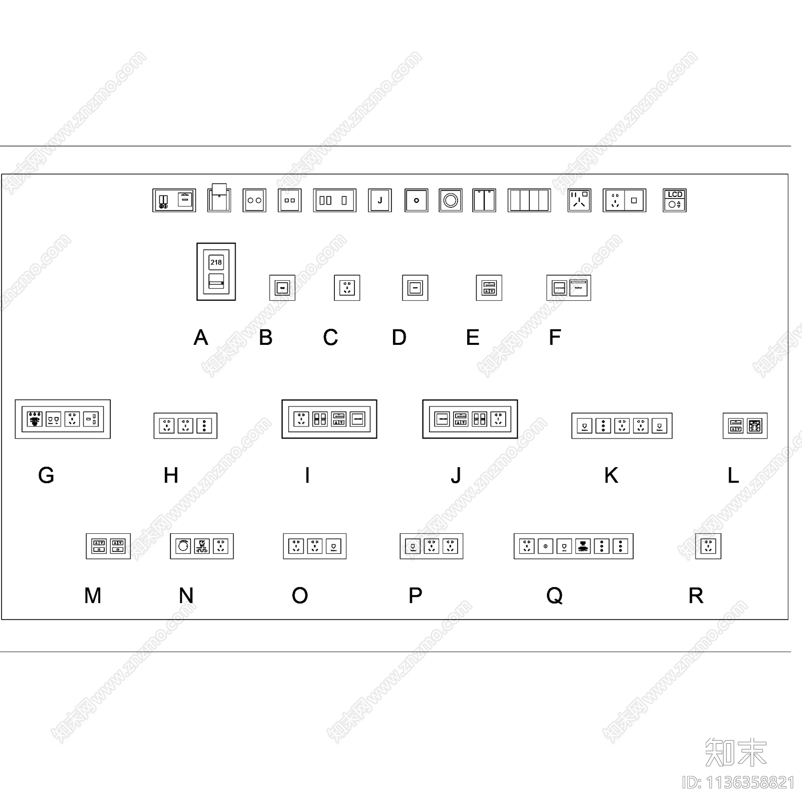 水电开关插座灯具安防施工图下载【ID:1136358821】