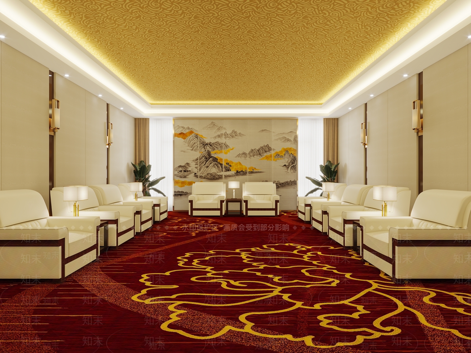 新中式政府接待室3D模型下载【ID:1136366814】
