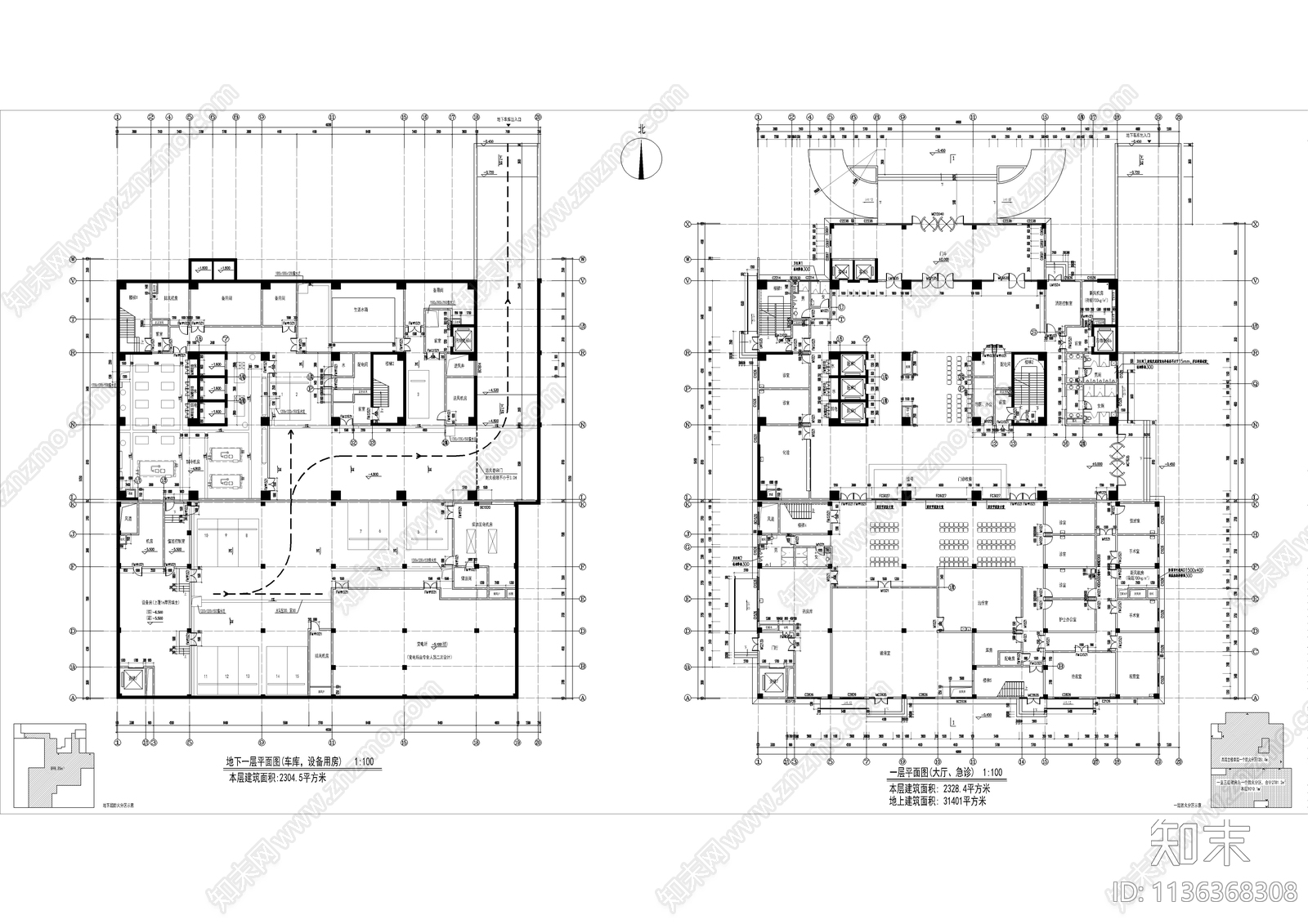 高层医院综合楼建筑cad施工图下载【ID:1136368308】