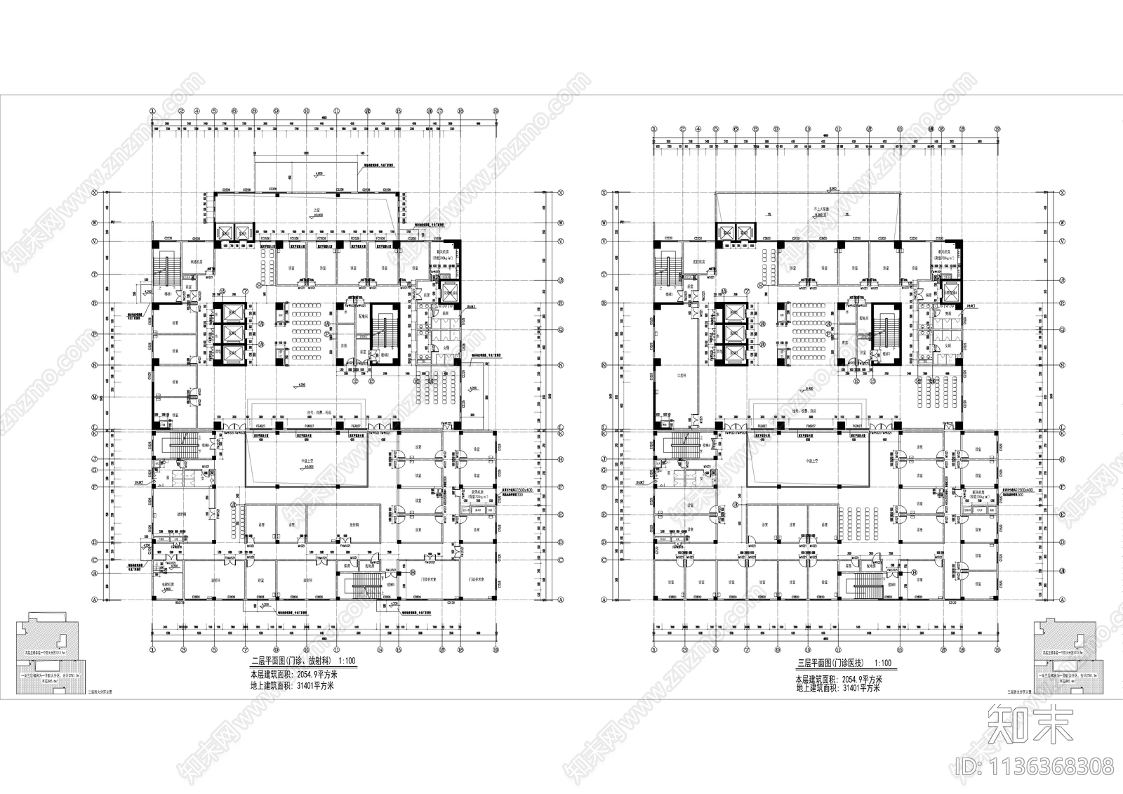 高层医院综合楼建筑cad施工图下载【ID:1136368308】