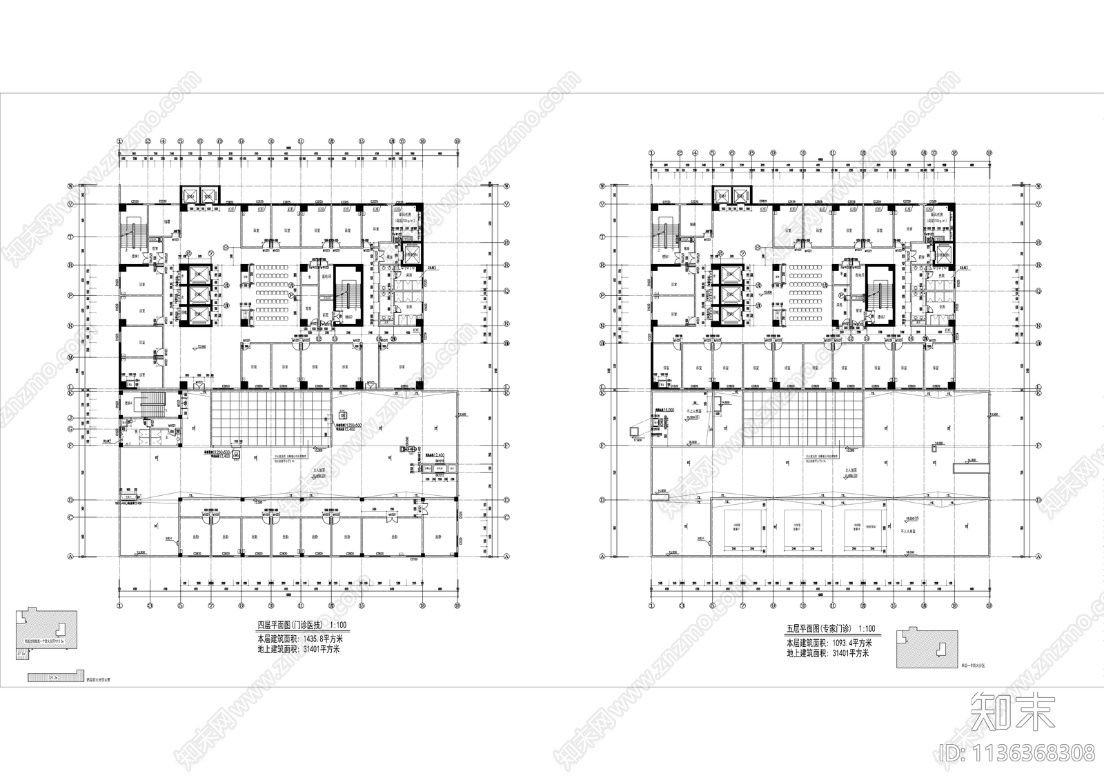 高层医院综合楼建筑cad施工图下载【ID:1136368308】