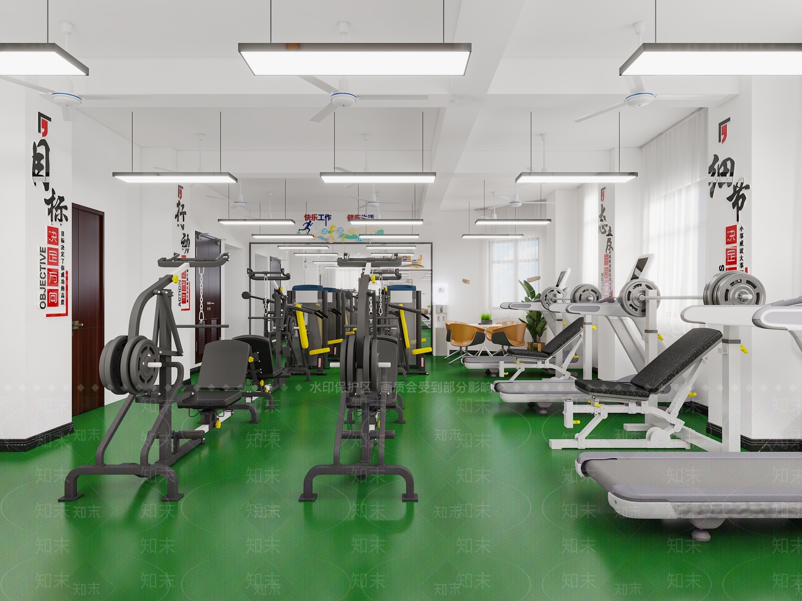 现代学校健身房3D模型下载【ID:1136376621】