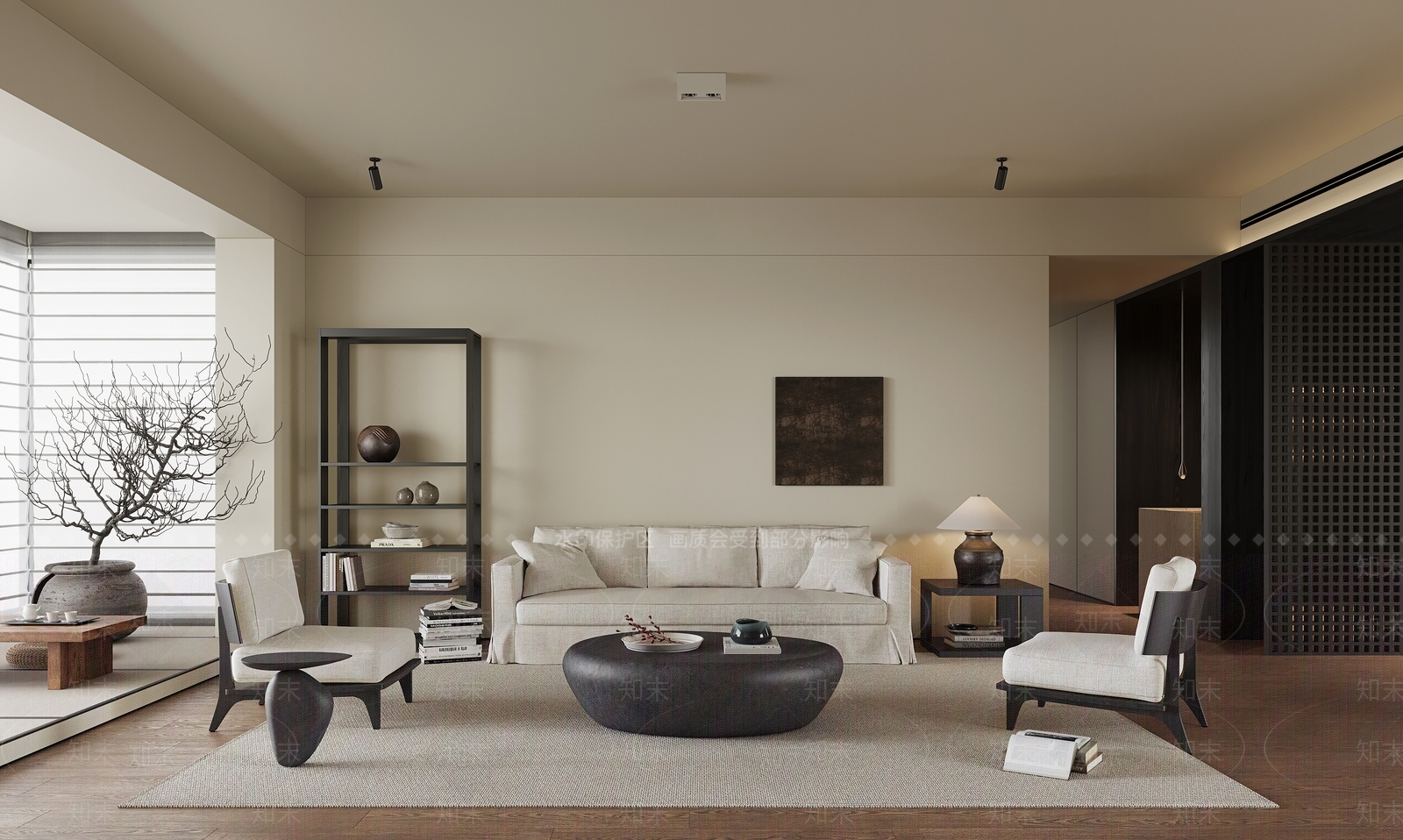 侘寂中古风客厅3D模型下载【ID:1136379455】