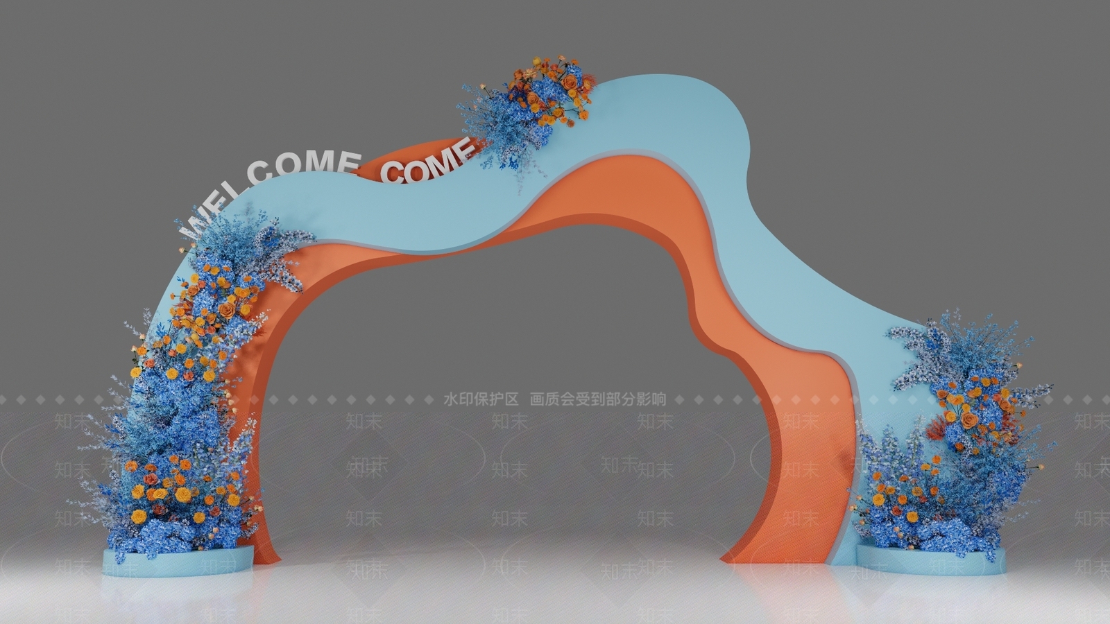 现代门头拱门花艺美陈SU模型下载【ID:1136397872】