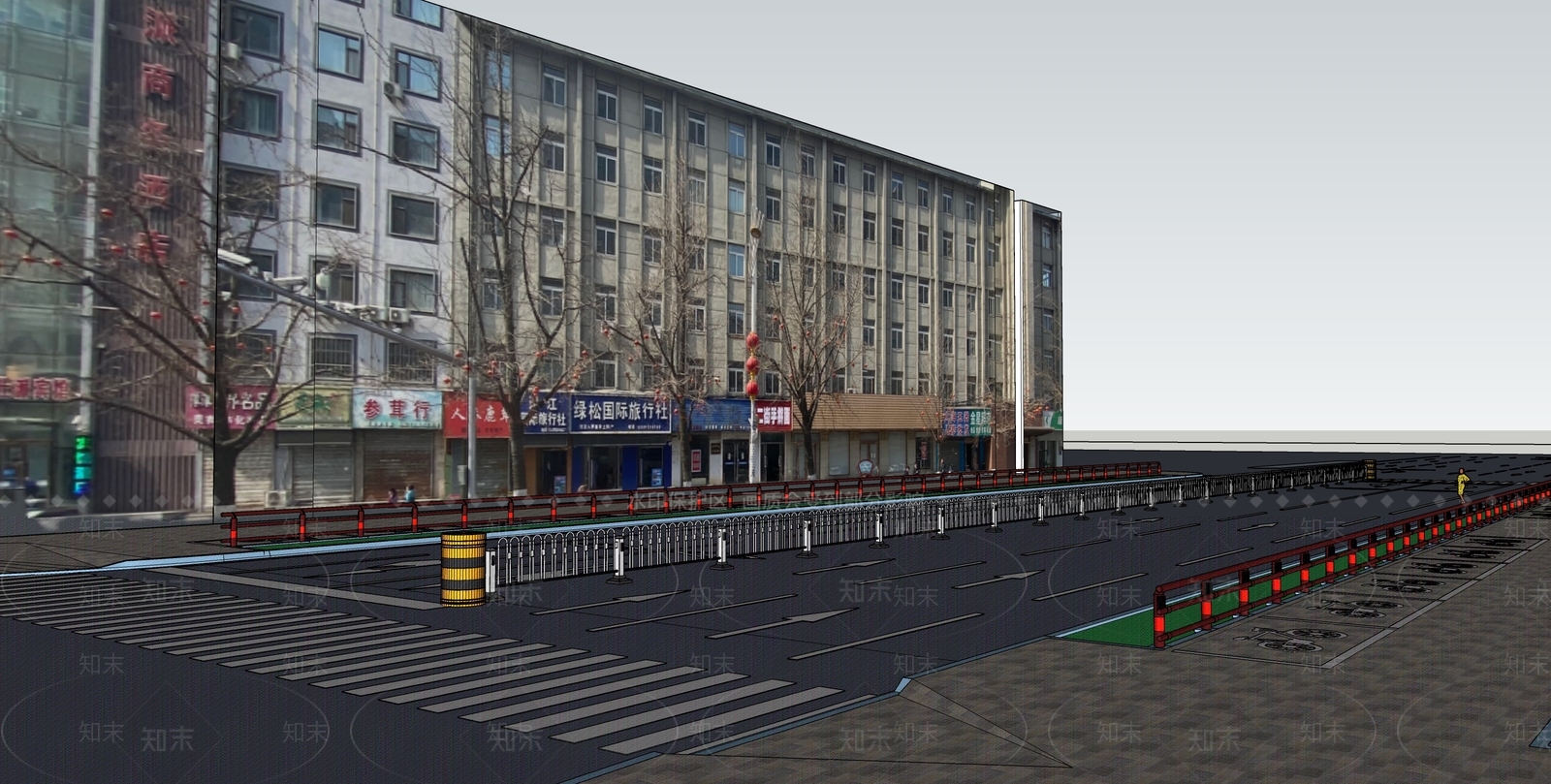 现代黄昏商业街景SU模型下载【ID:1136402301】