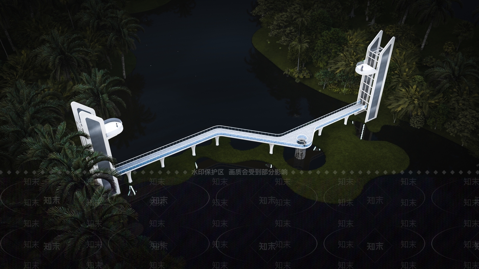 现代景观桥SU模型下载【ID:1136410522】