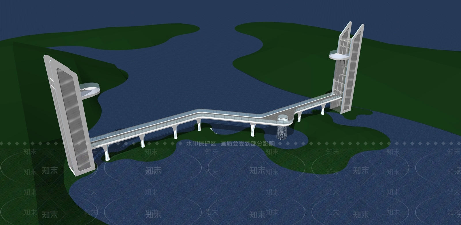 现代景观桥SU模型下载【ID:1136410522】