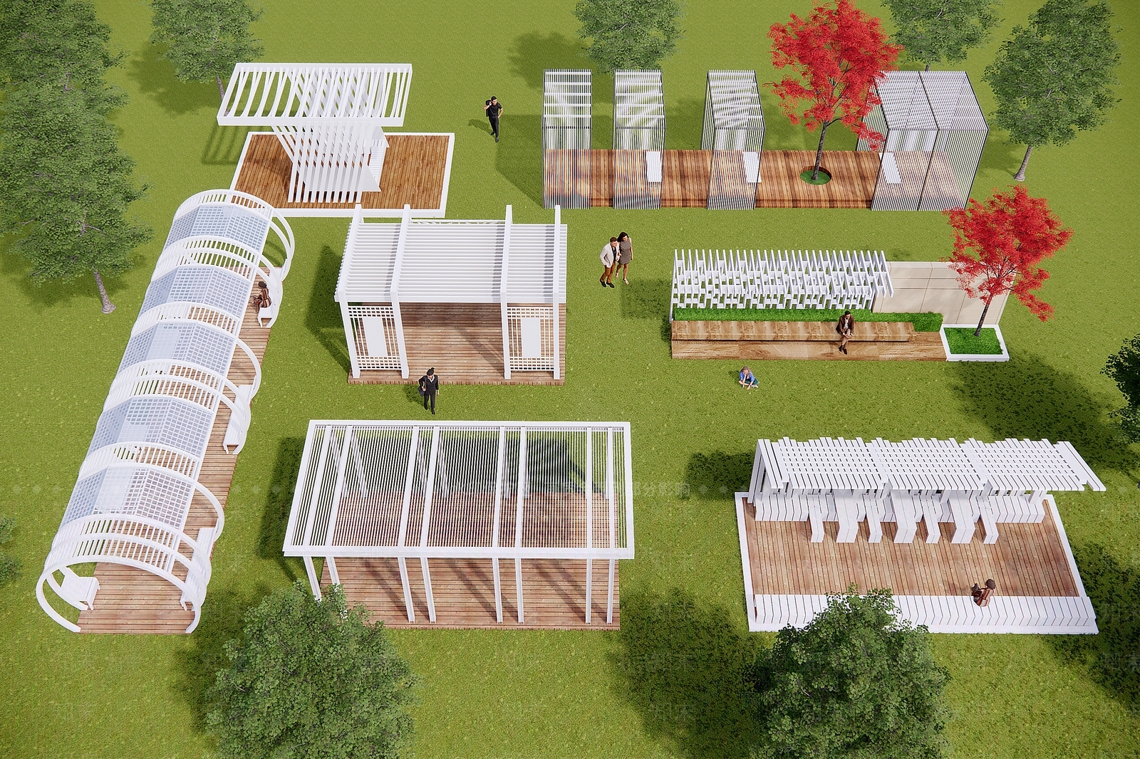 现代风格景观廊架SU模型下载【ID:1136416512】