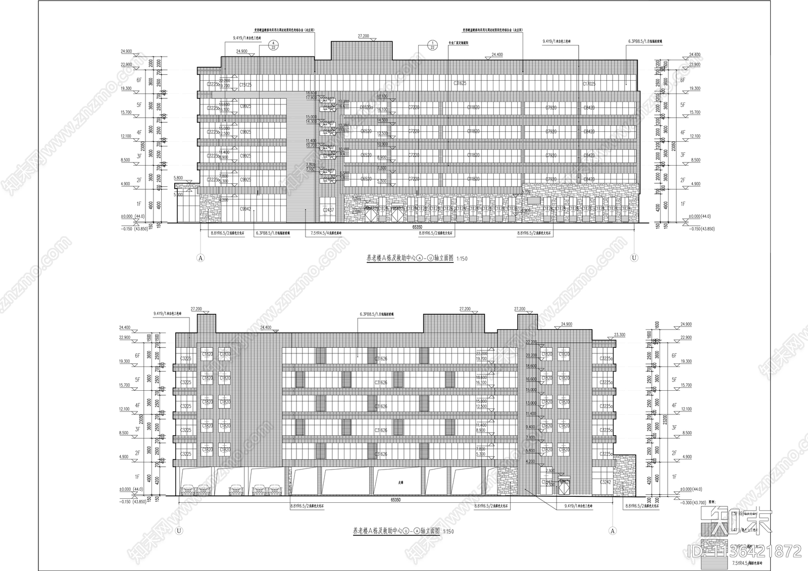 社会福利中心养老院建筑cad施工图下载【ID:1136421872】