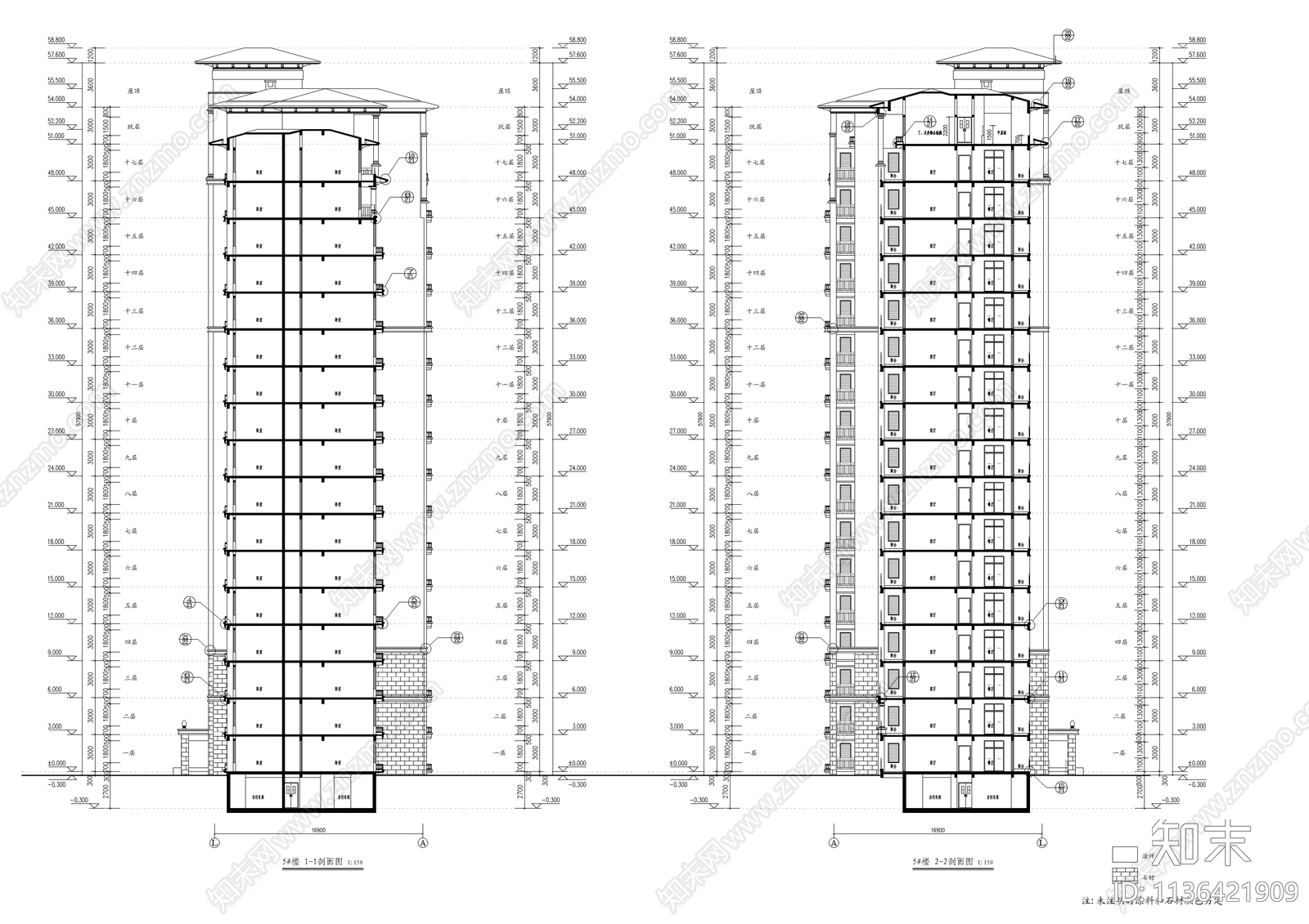 欧式高层住宅楼建筑cad施工图下载【ID:1136421909】