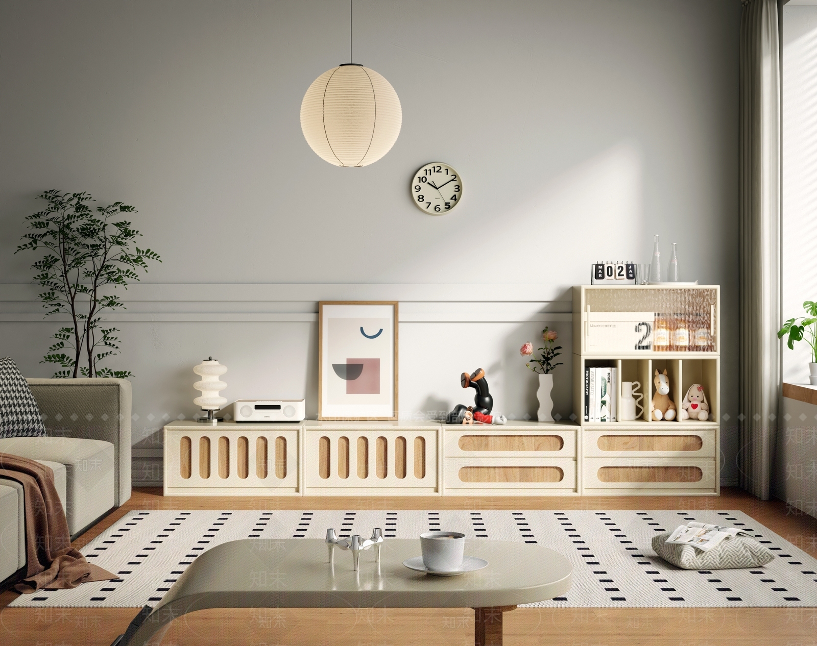 北欧摩尔组合柜3D模型下载【ID:1136424349】