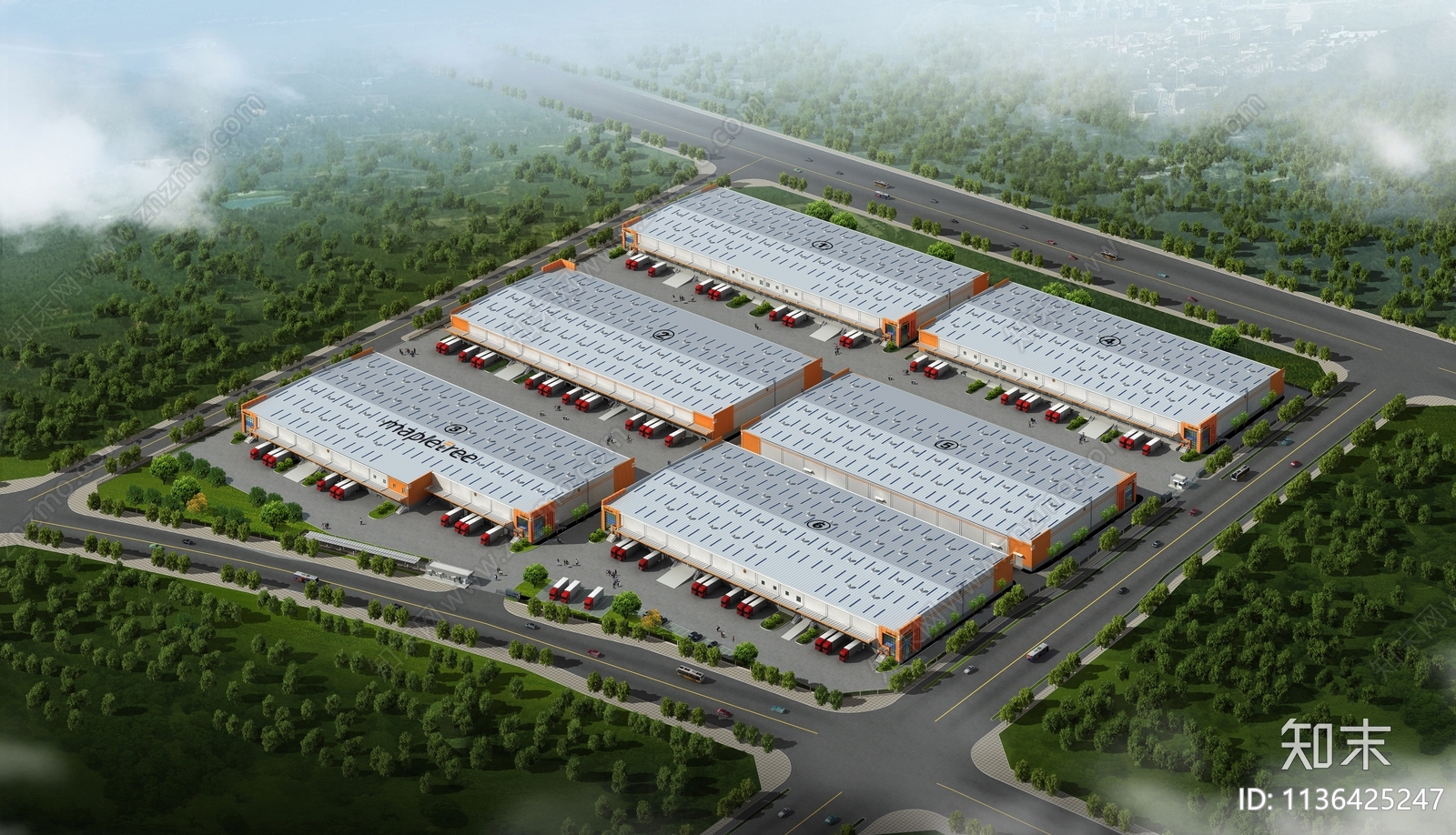 丰树西安智慧物流园建筑效果图施工图下载【ID:1136425247】