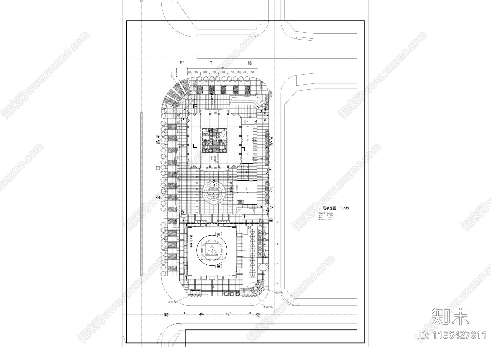 深圳荣超中心办公楼建筑效果图cad施工图下载【ID:1136427811】