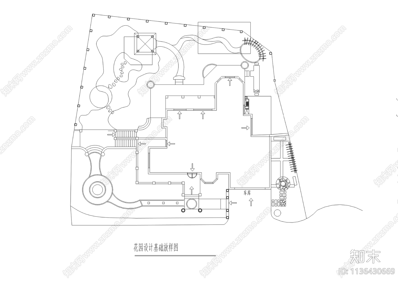 别墅花园庭院设计方案cad施工图下载【ID:1136430669】